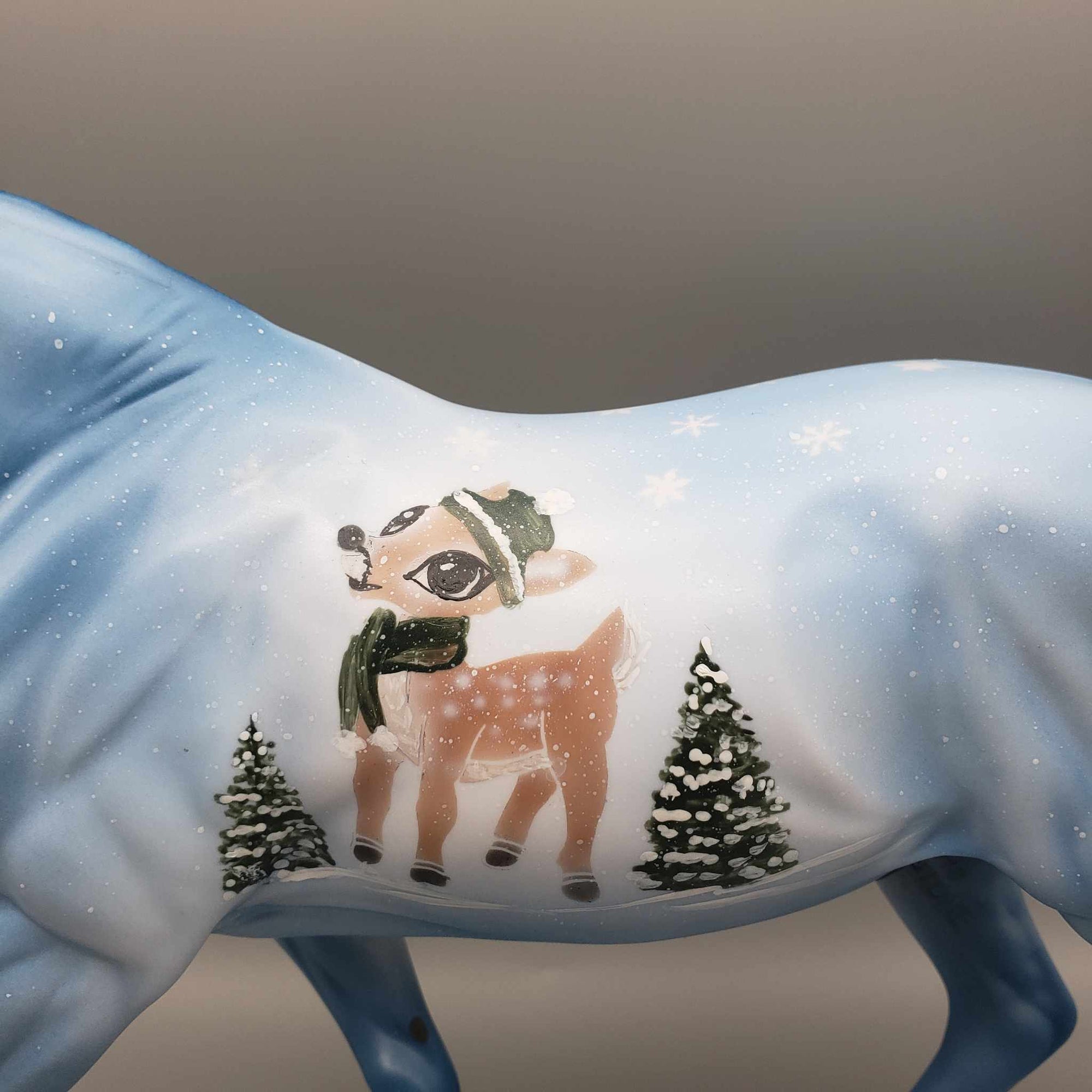 Holiday Baby OOAK Blue W/ Baby Deer Deco Irish Draft By Dawn Quick Holiday Sale HS23