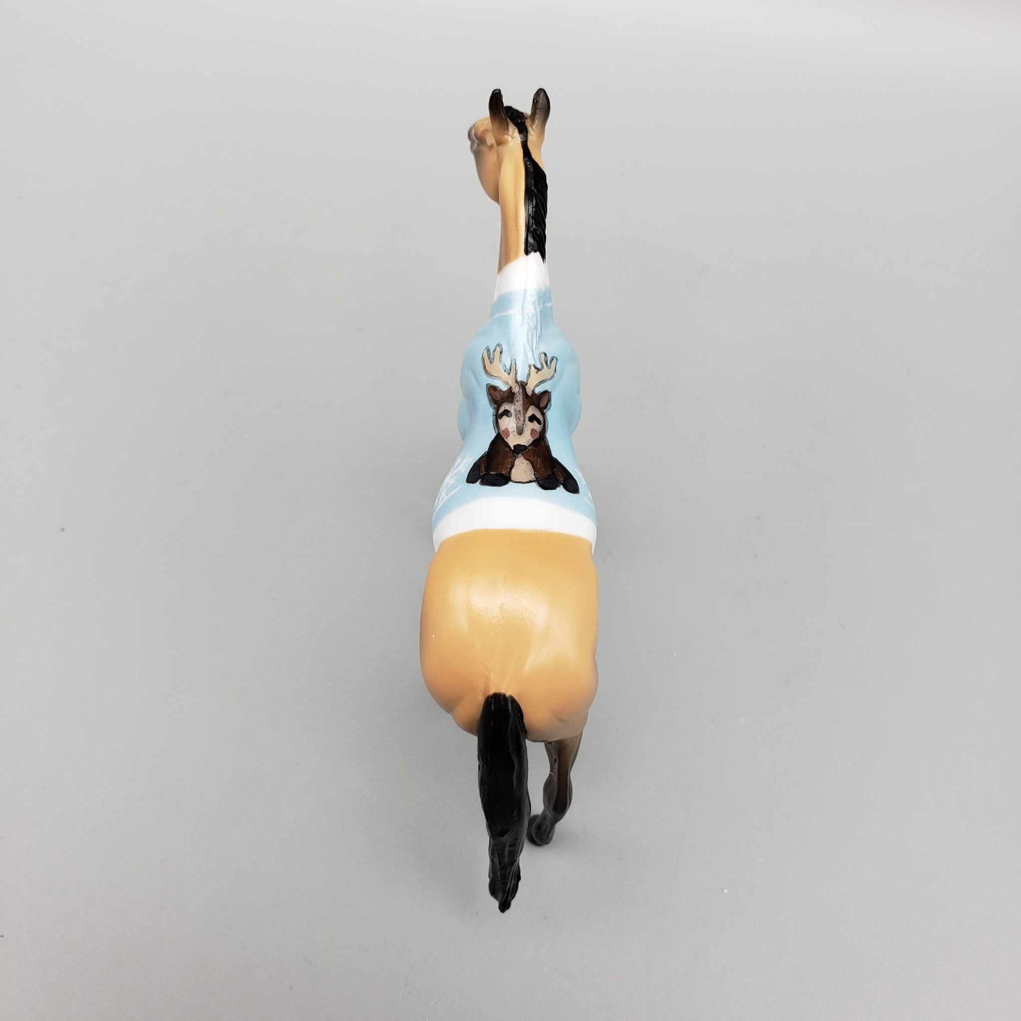 Deer Sweater OOAK Deco Buckskin W/ Blue Deer Sweater Thoroughbred Chip By Jess Hamill Holiday Sale HS23