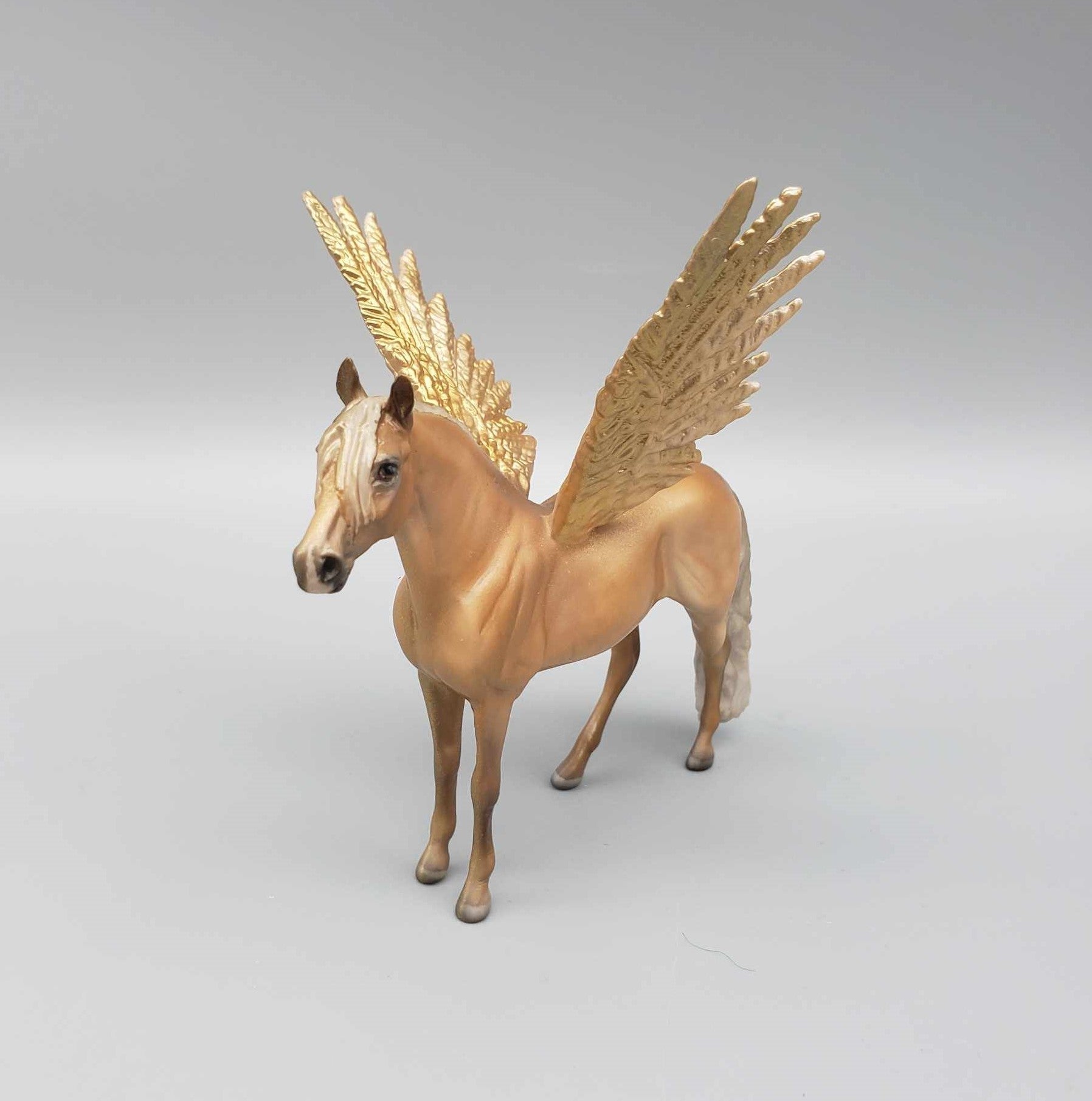 Gold Tinsel OOAK Dappled Gold Chestnut Deco Winged Morgen Chip By Julie Kiem FACEBOOK AUCTION Holiday Sale HS23