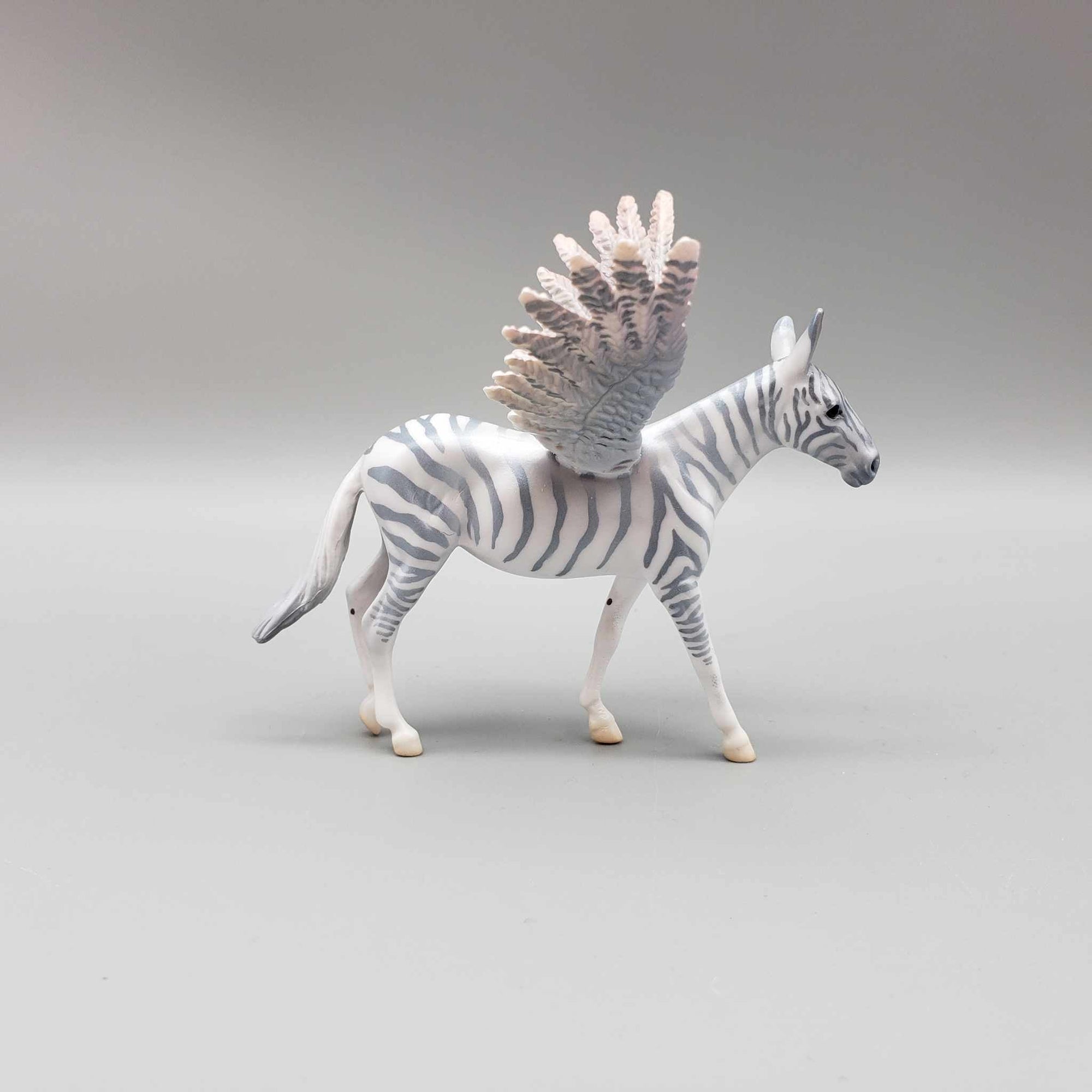 Elfie OOAK Deco Gray Winged Zebra Mule Chip By Jess Hamill Holiday Sale HS23