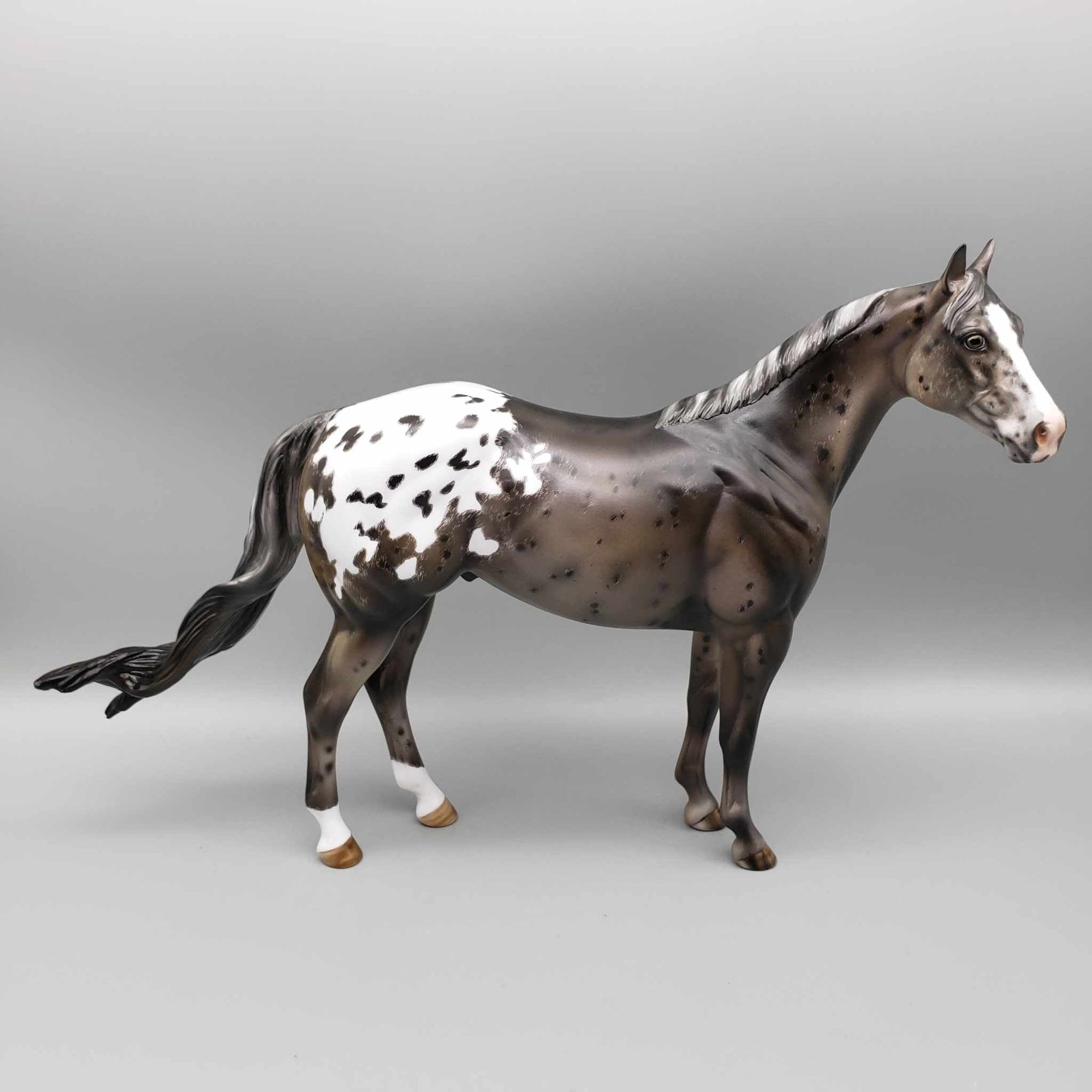Karamu OOAK Gray Appaloosa Custom Mane & Tail W/ Etching By Julie Keim Holiday Sale HS23
