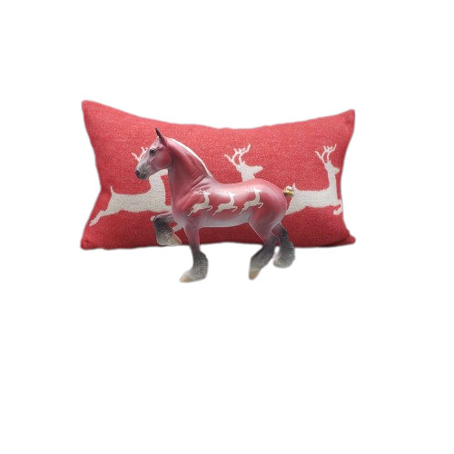 Three Reindeer Jumping OOAK Deco Trotting Drafter with Pillow Set Holiday Sale HS23