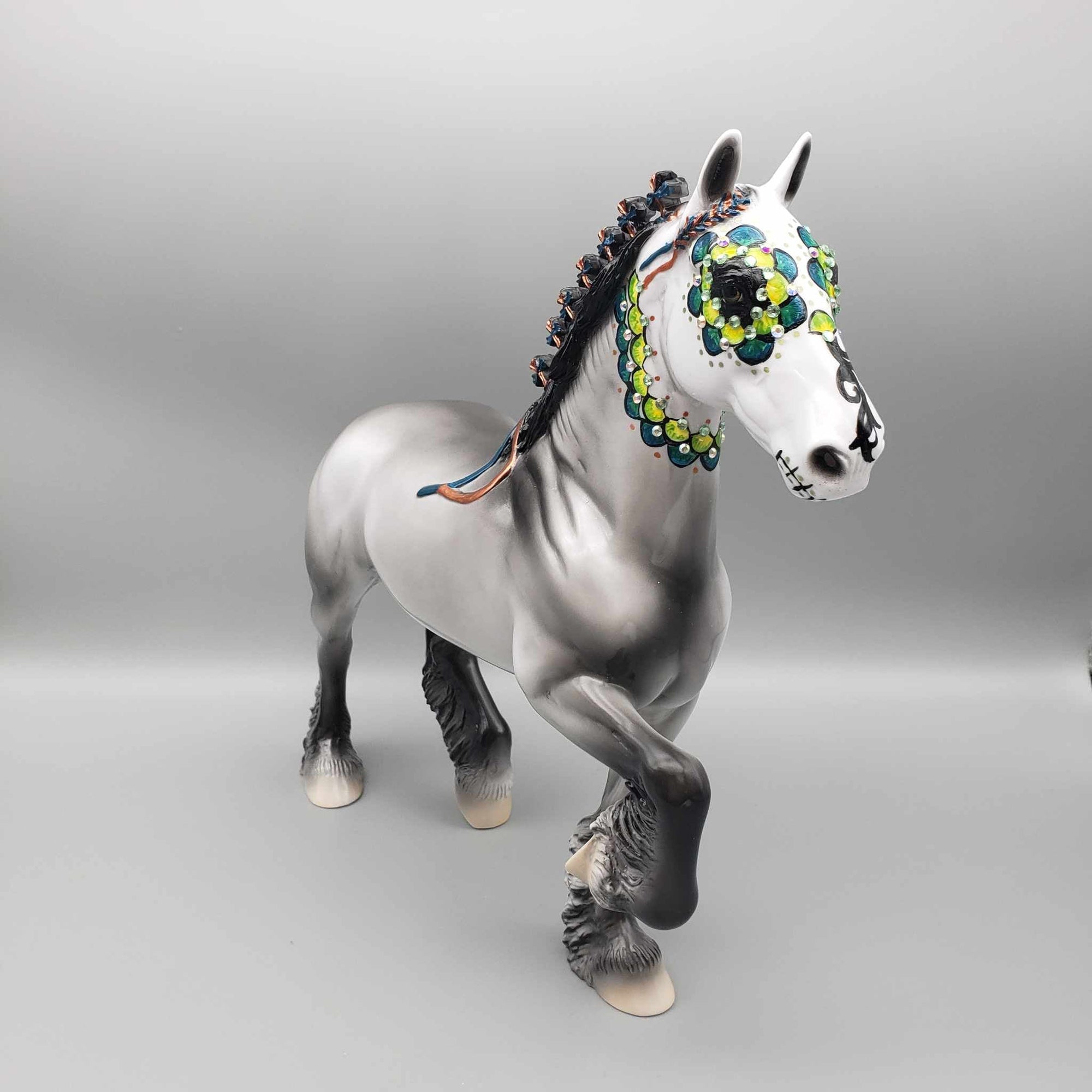 Aluino OOAK Sugar Skull Trotting Drafter By Dawn Quick Fall Facebook Auction Moonlight Madness 2023 MM23