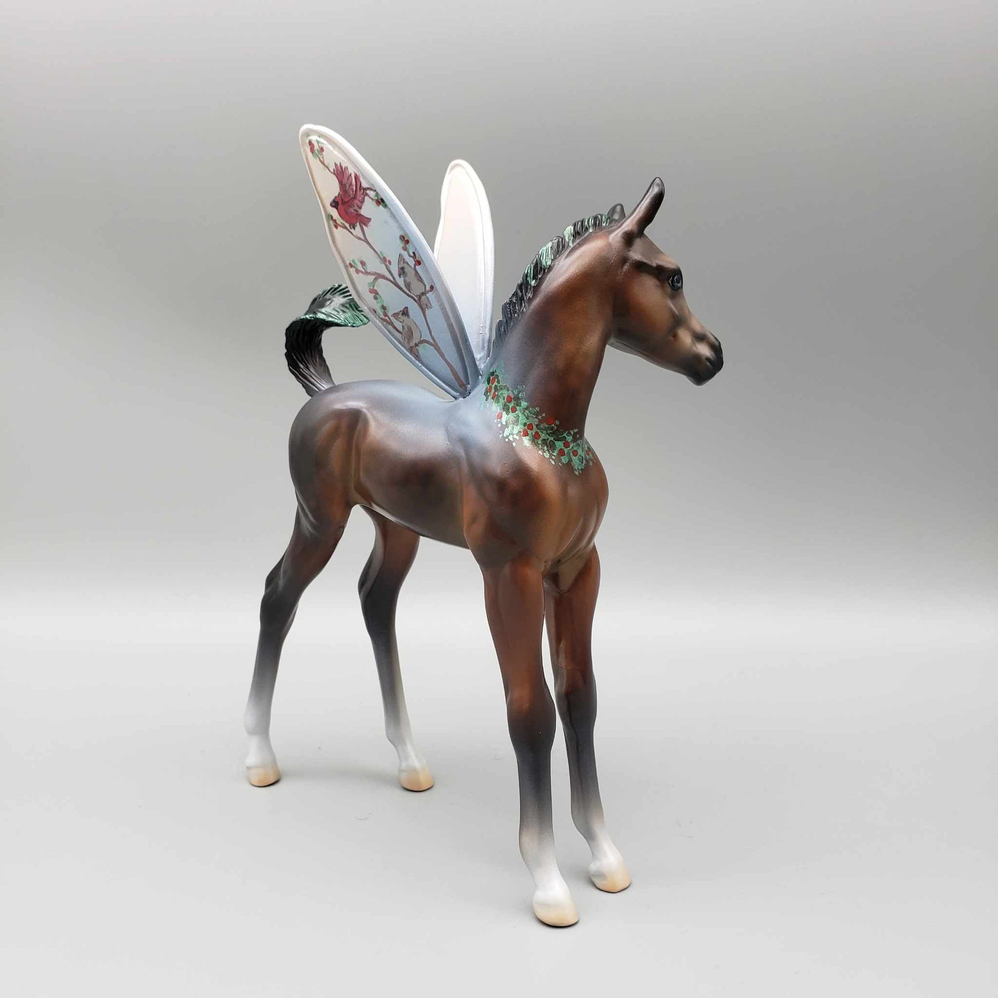 Always With You OOAK Bay Arab Fairy Foal with Iridescent Snow on Back and Wreath Around the Neck By Jess Hamill Holiday Best Offers 12/11/23