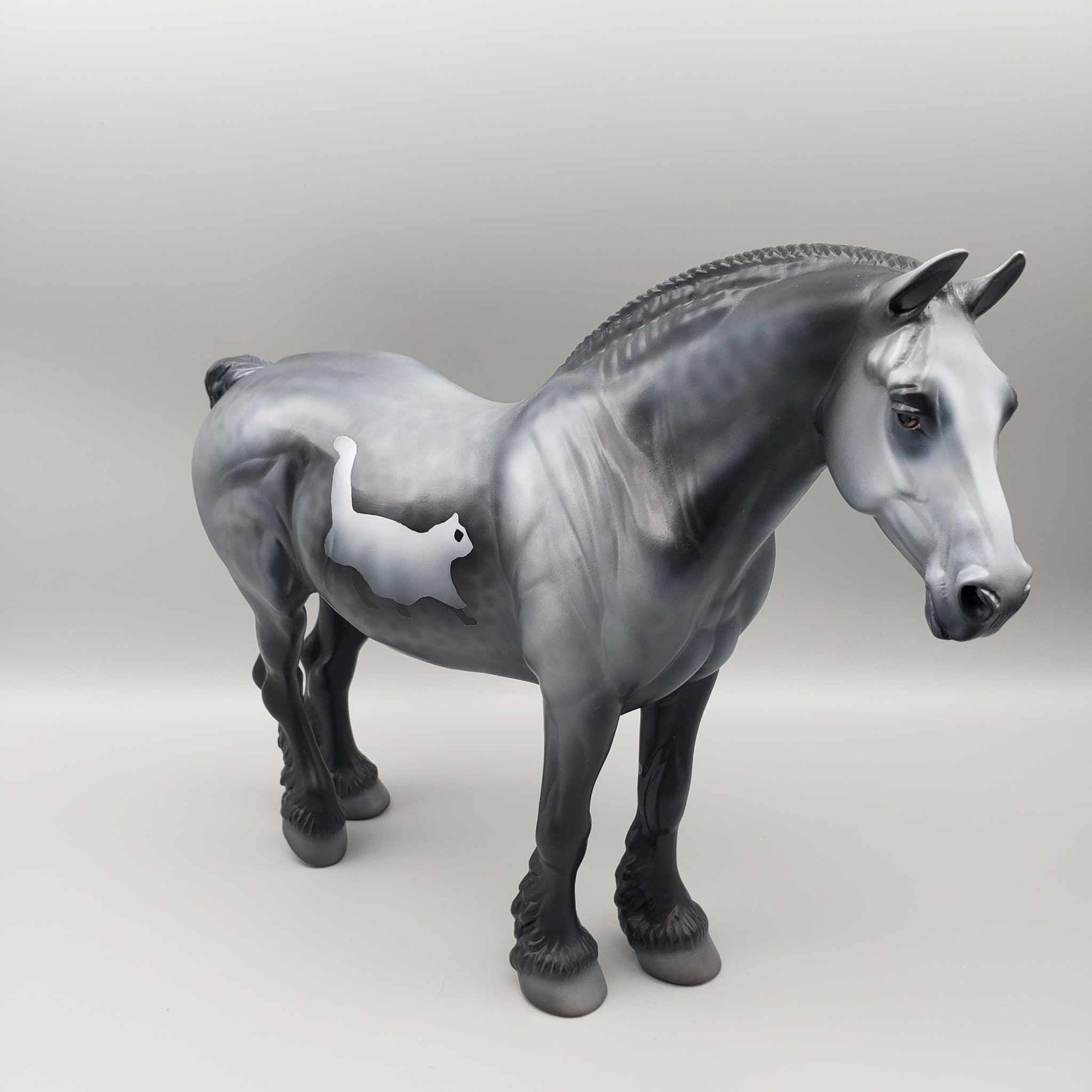 Ghost Town OOAK Halloween Deco Dappled Gray W/ Ghost Cats Roached Mane and Bobbed tail Heavy Draft By Jess Hamill Moonlight Madness 2023 MM23