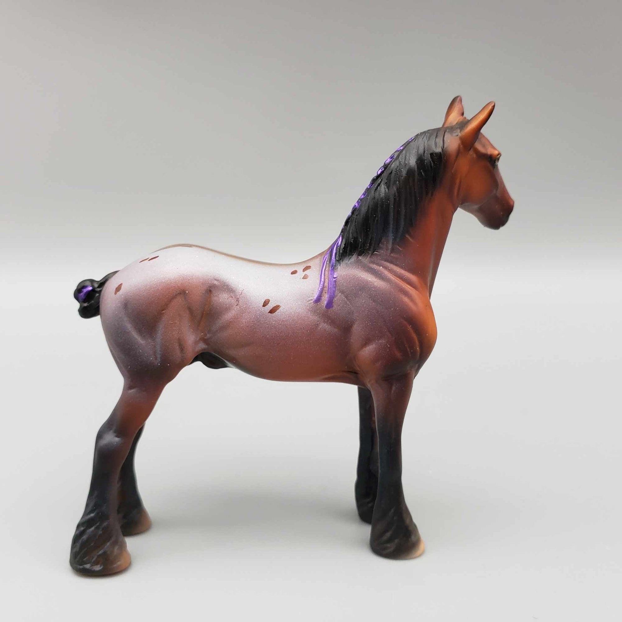 Gael OOAK Bay Roan Appaloosa Few Spots W/Purple Ribbon Draft Chip By Dawn Quick Moonlight Madness 2023 MM23