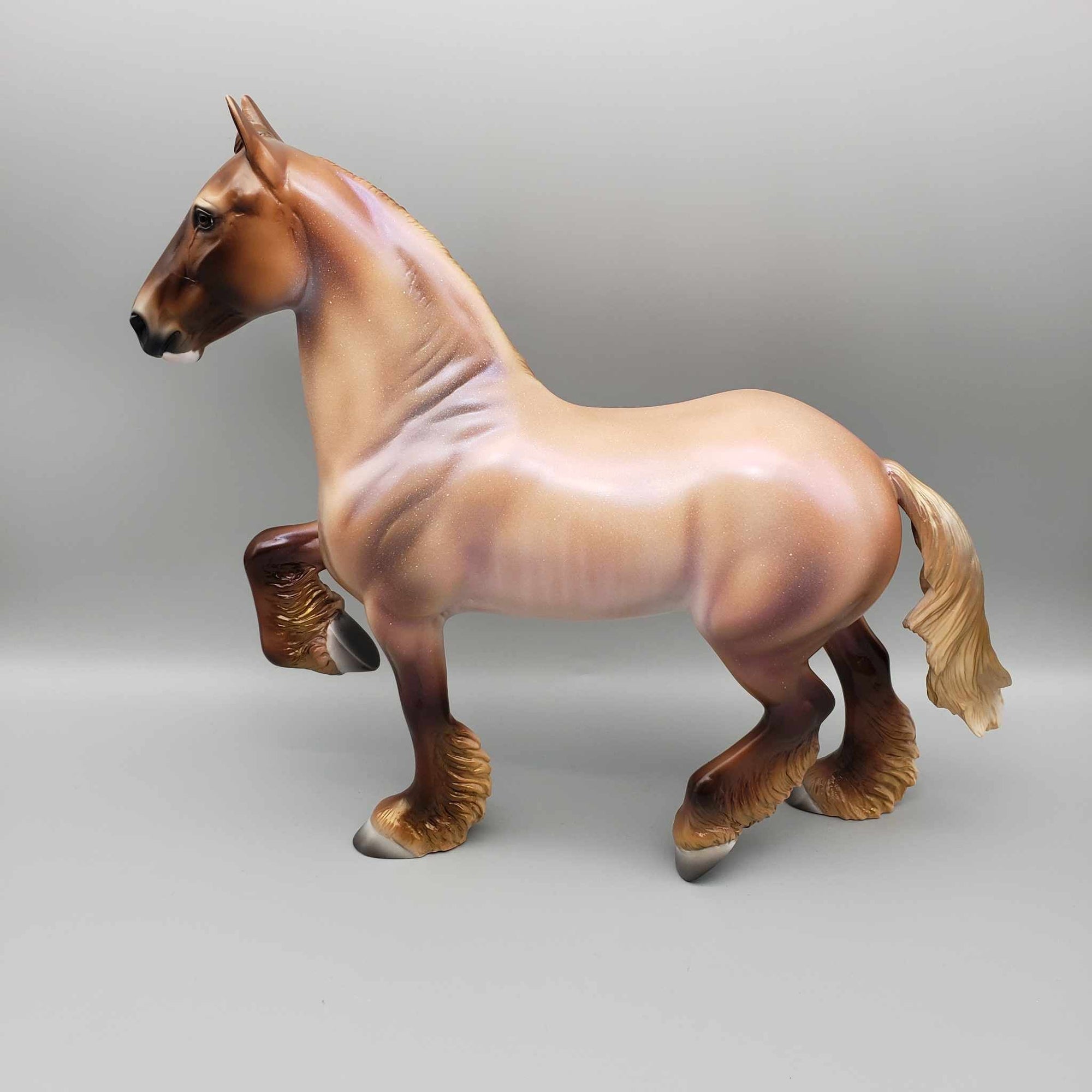 Broom Hair Don't Care OOAK Halloween Deco Strawberry Roan Rabicano Trotting Draft By Ashley Palmer Moonlight Madness 2023 MM23