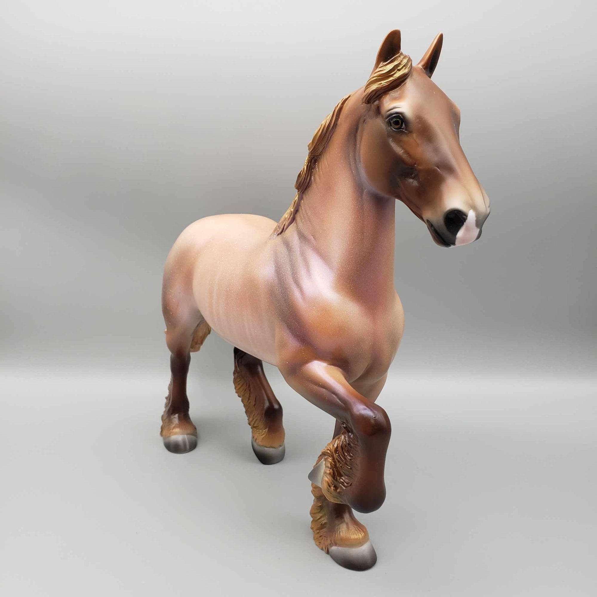 Broom Hair Don't Care OOAK Halloween Deco Strawberry Roan Rabicano Trotting Draft By Ashley Palmer Moonlight Madness 2023 MM23