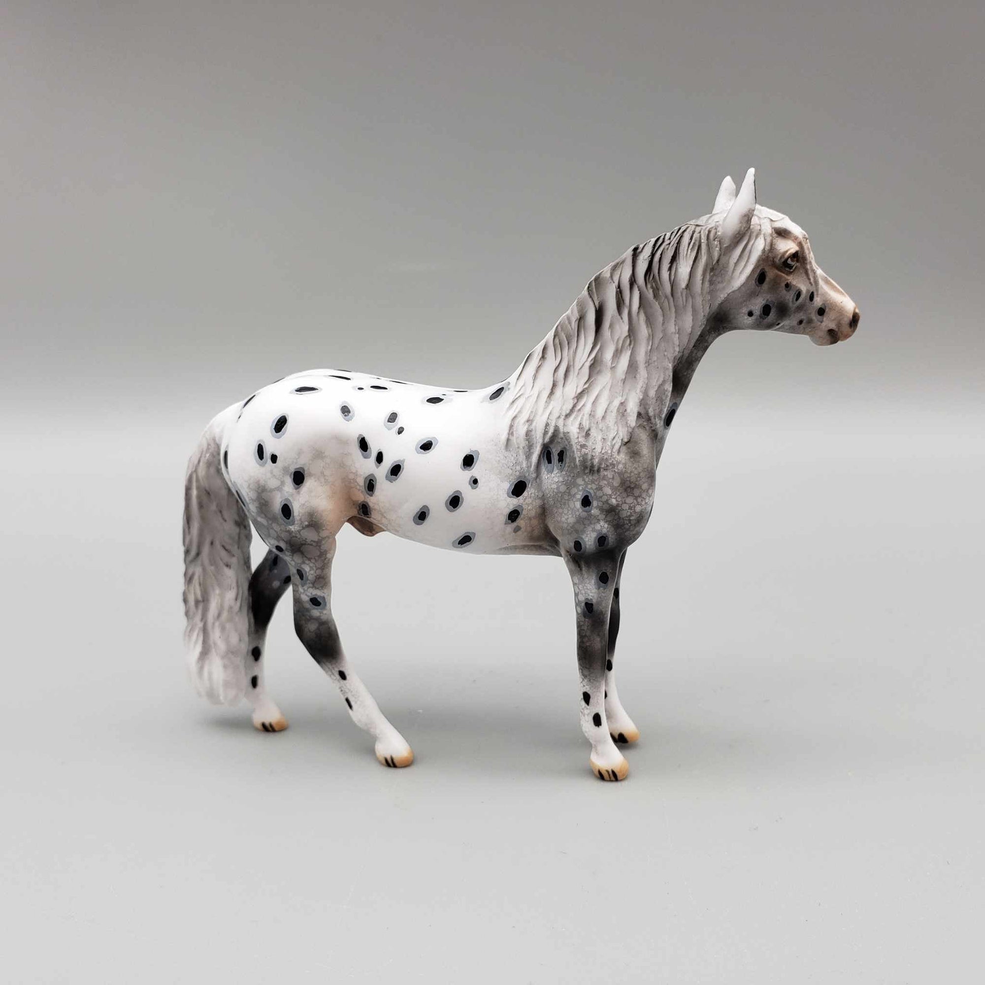 Hernan OOAK Black Leopard Appaloosa W/Pink Nose Andalusian Chip By Dawn Quick Moonlight Madness 2023 MM23