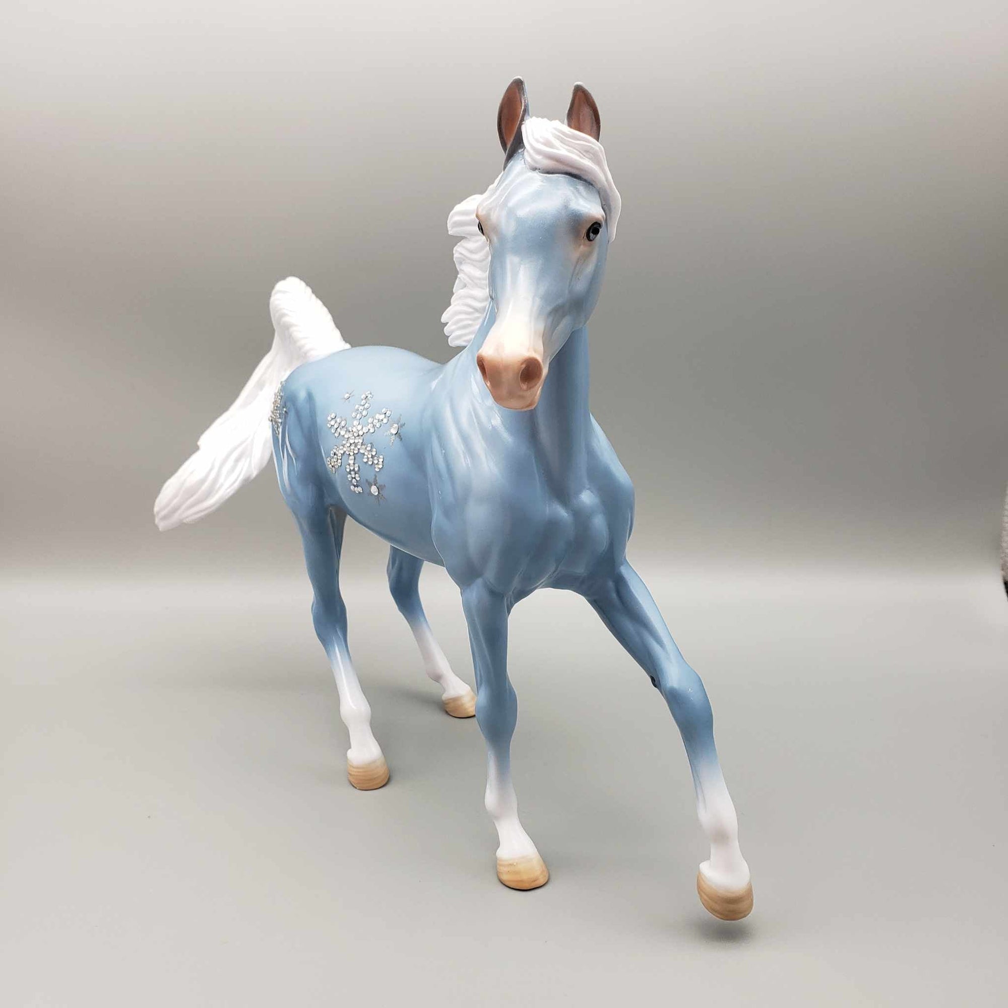 Crystal Blue Christmas OOAK Blue Deco Arab Mare with Pillow Holiday Sale HS23 Facebook Auction