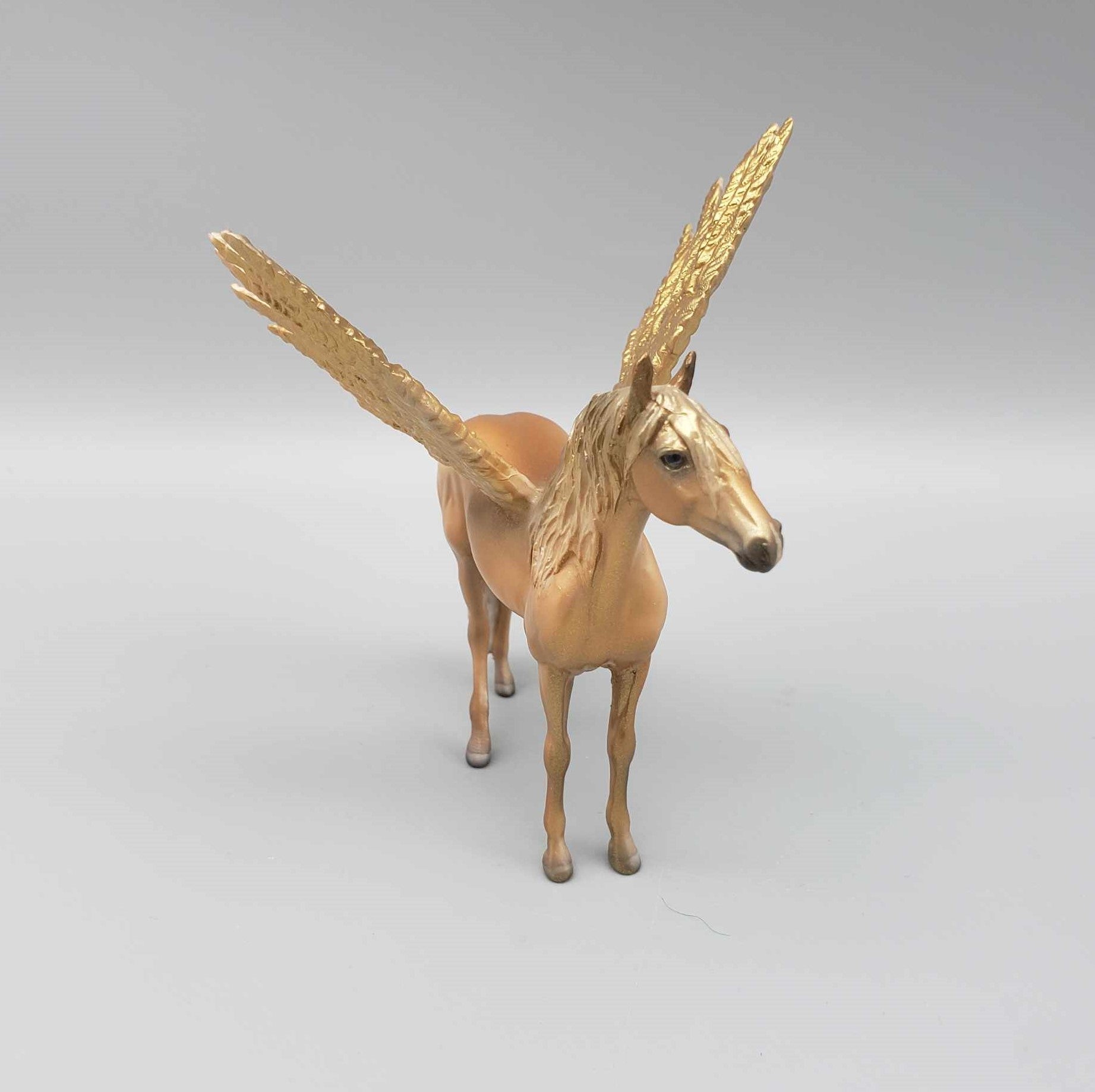 Gold Tinsel OOAK Dappled Gold Chestnut Deco Winged Morgen Chip By Julie Kiem FACEBOOK AUCTION Holiday Sale HS23