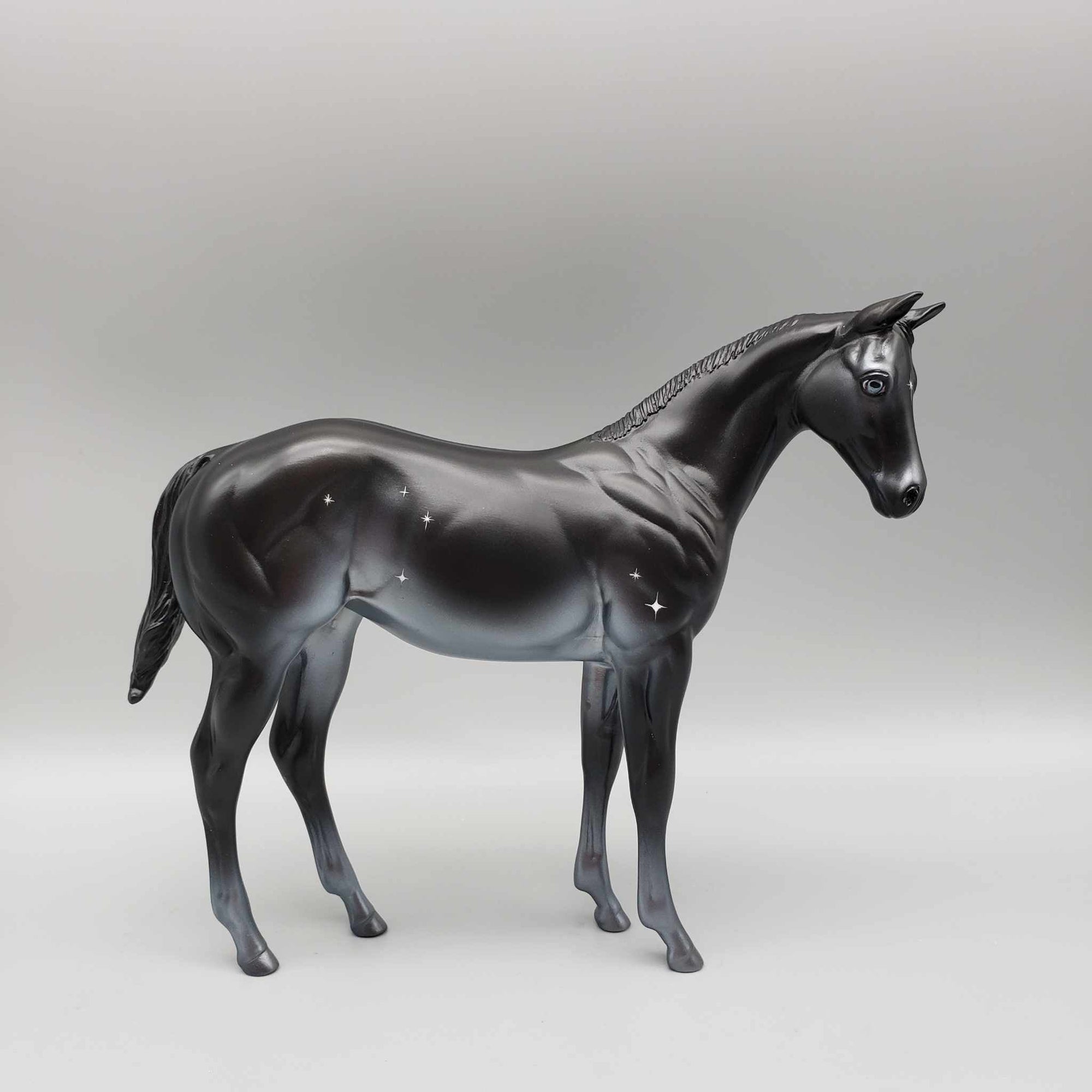 Cold Starlit Night OOAK Black and Pearl Deco w/ Etched Stars Weanling By Ashley Palmer Holiday Sale HS23