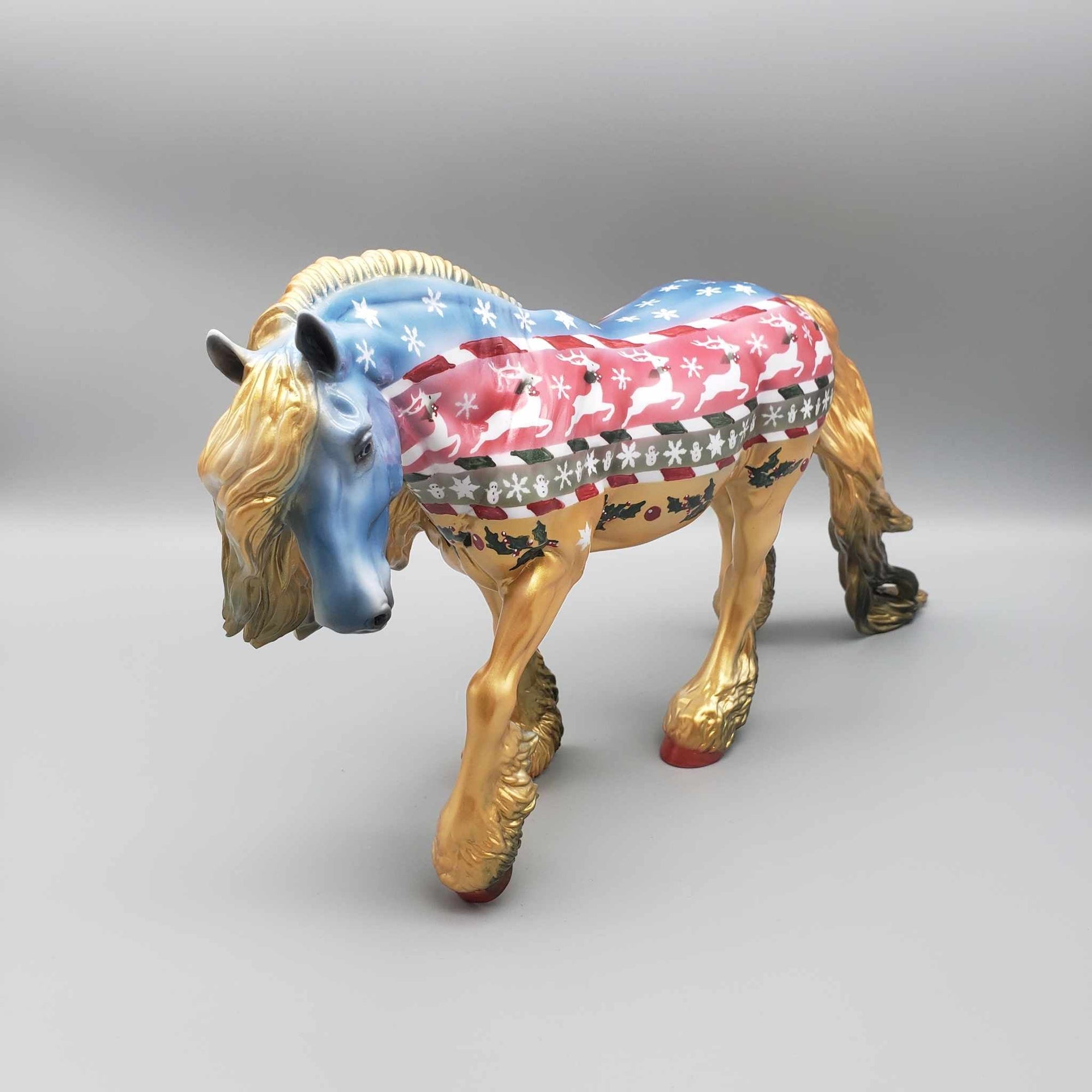 Argyle OOAK Gold / Blue Deco X-Mas Blanket Irish Cobb By Dawn Quick Holiday Sale HS23