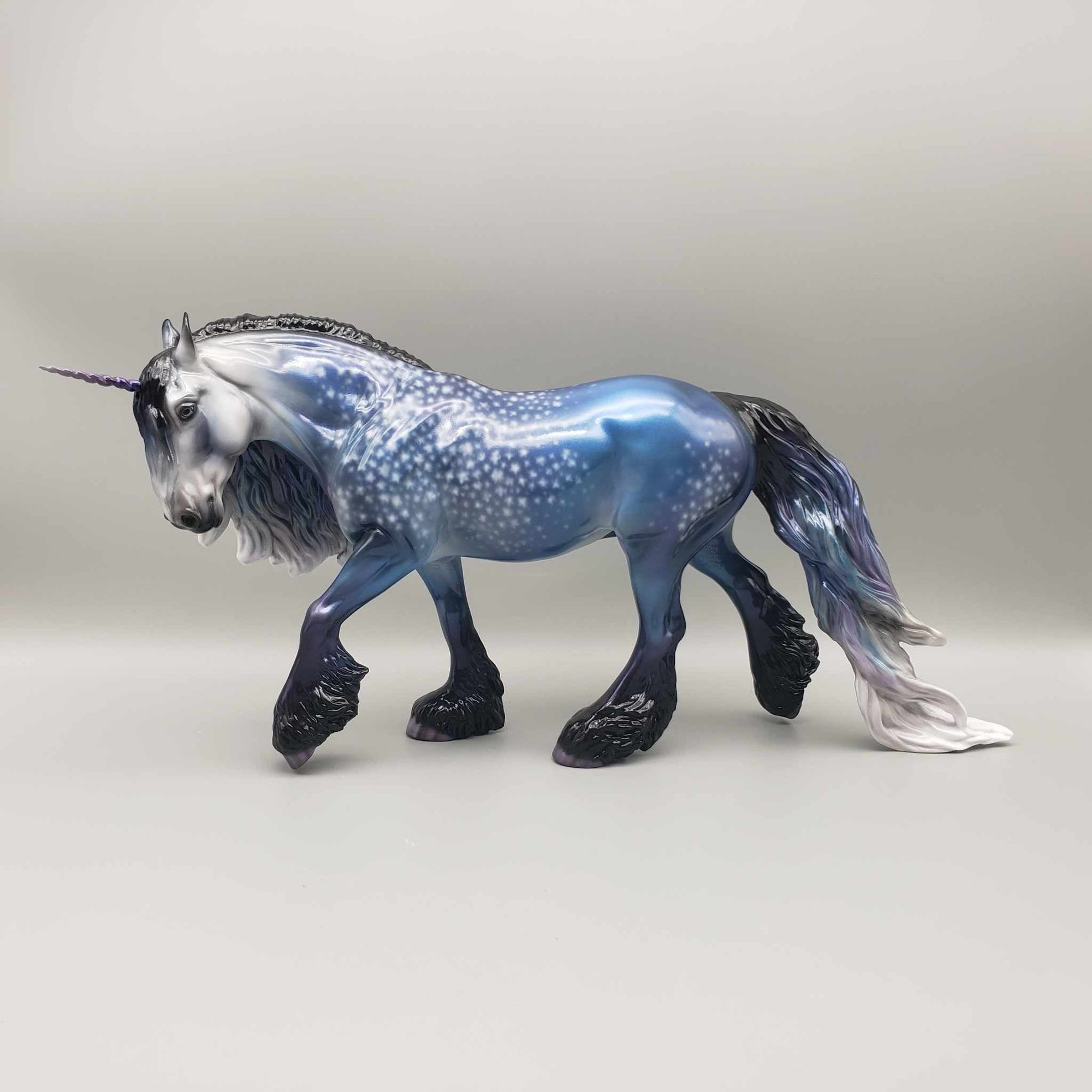 Grayson OOAK Custom Dappled Blue Purple Deco Unicorn Irish Cob By Jess Hamill
