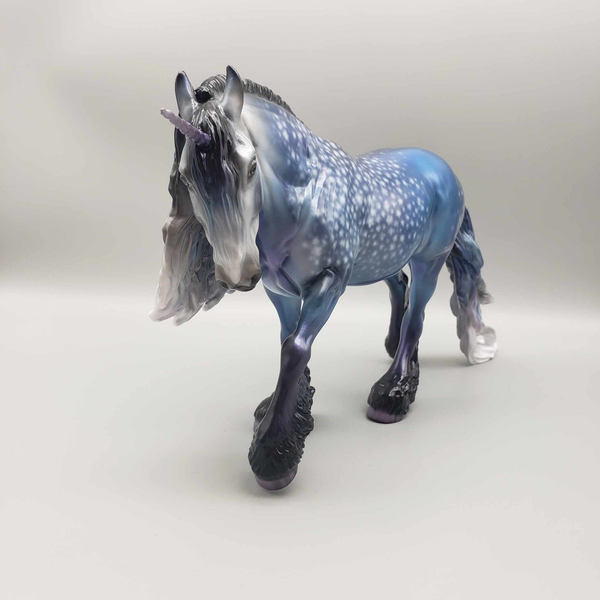Grayson OOAK Custom Dappled Blue Purple Deco Unicorn Irish Cob By Jess Hamill