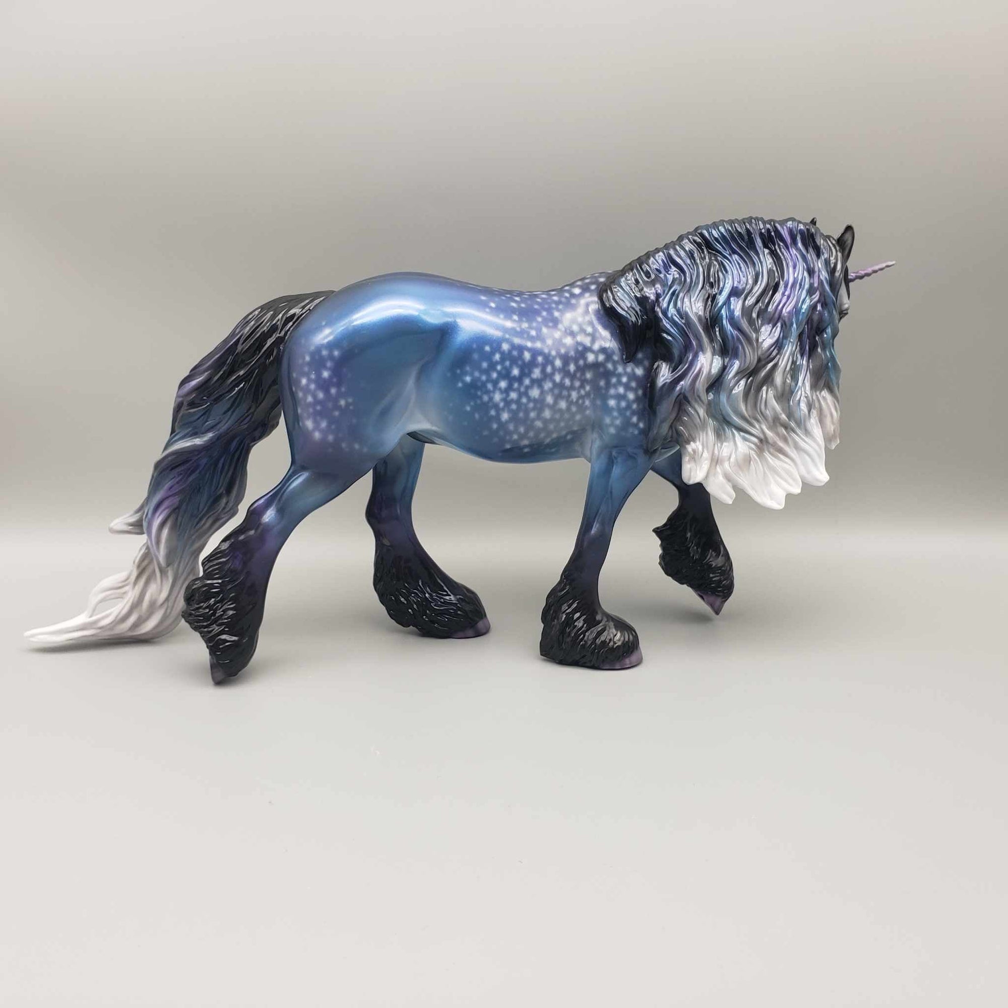 Grayson OOAK Custom Dappled Blue Purple Deco Unicorn Irish Cob By Jess Hamill