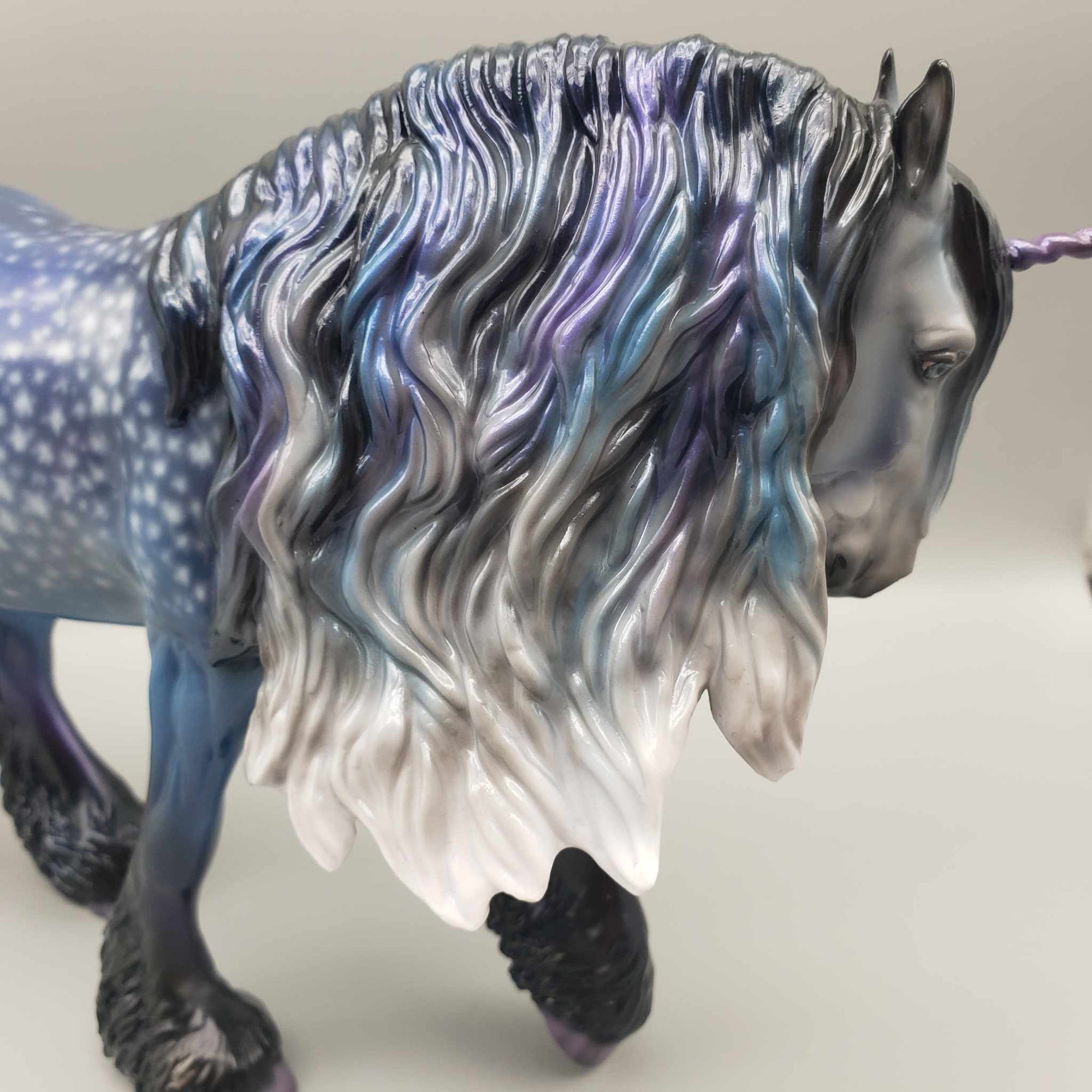 Grayson OOAK Custom Dappled Blue Purple Deco Unicorn Irish Cob By Jess Hamill