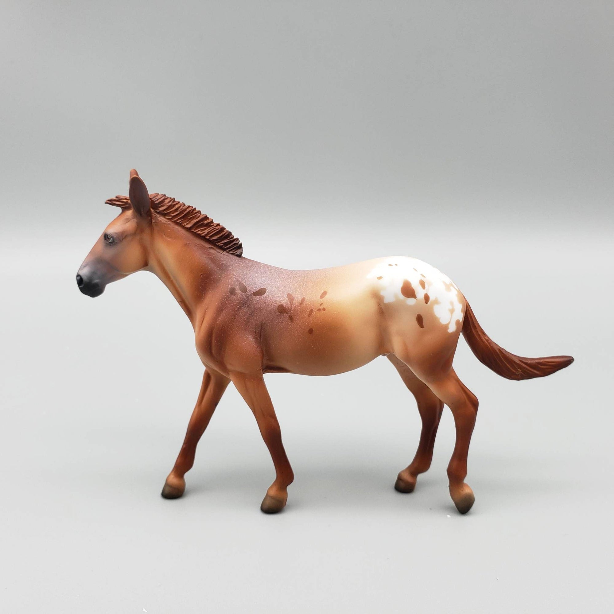SAMPLE of Mini Alfalfa - LE20 - Chestnut Appaloosa Mule Chip By Dawn Quick EQ23