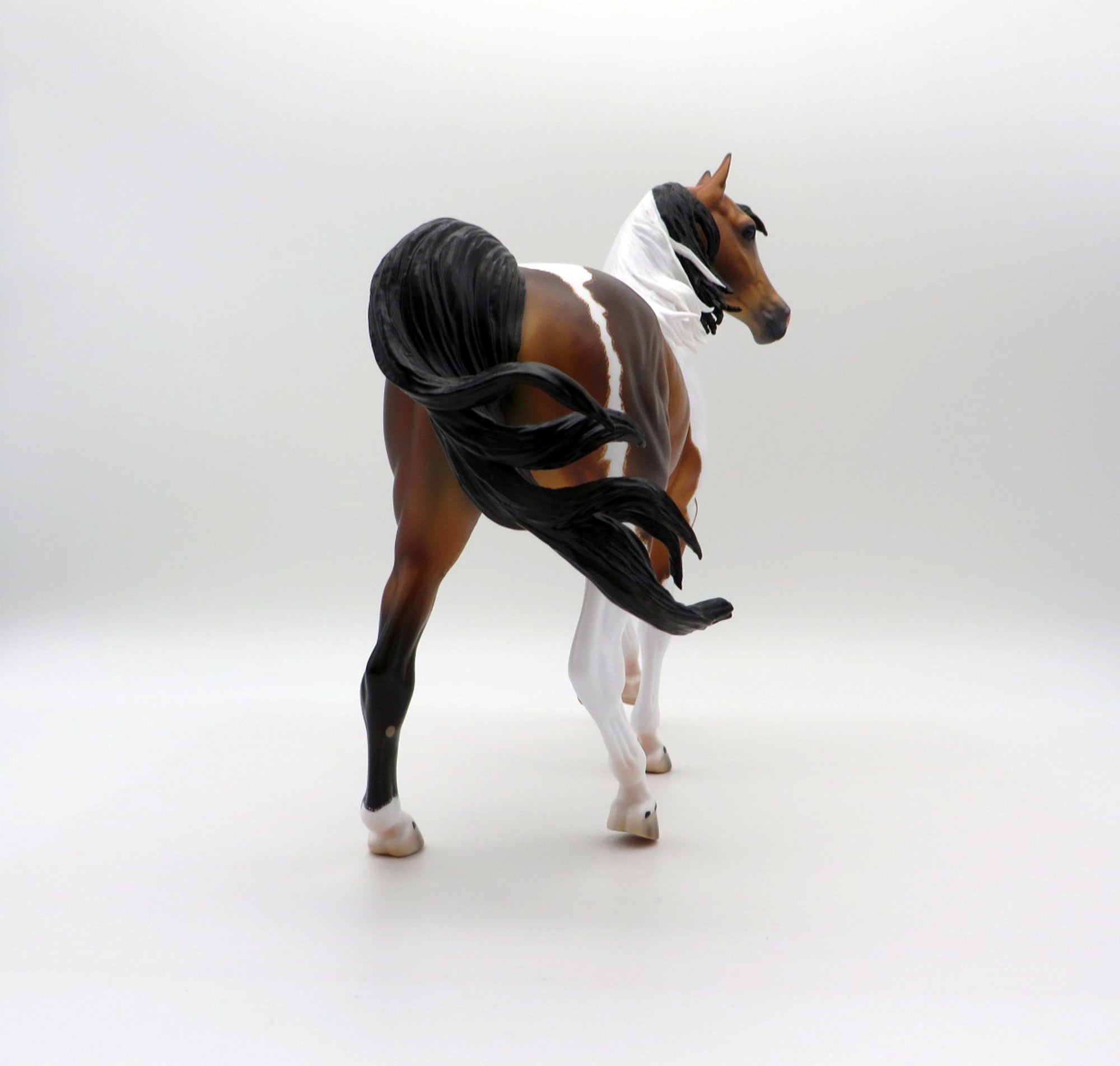 Amur-OOAK Dapple Etched Bay Pinto Painted by Caroline Boydston