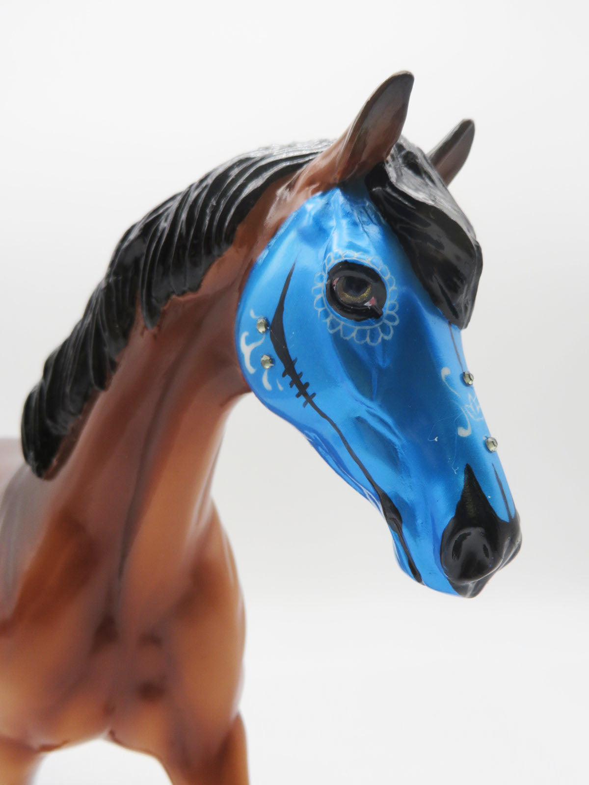 Blue Ghoul - OOAK - Sugar Skull Pony with Bling - Painted By Ashley Palmer - MM22