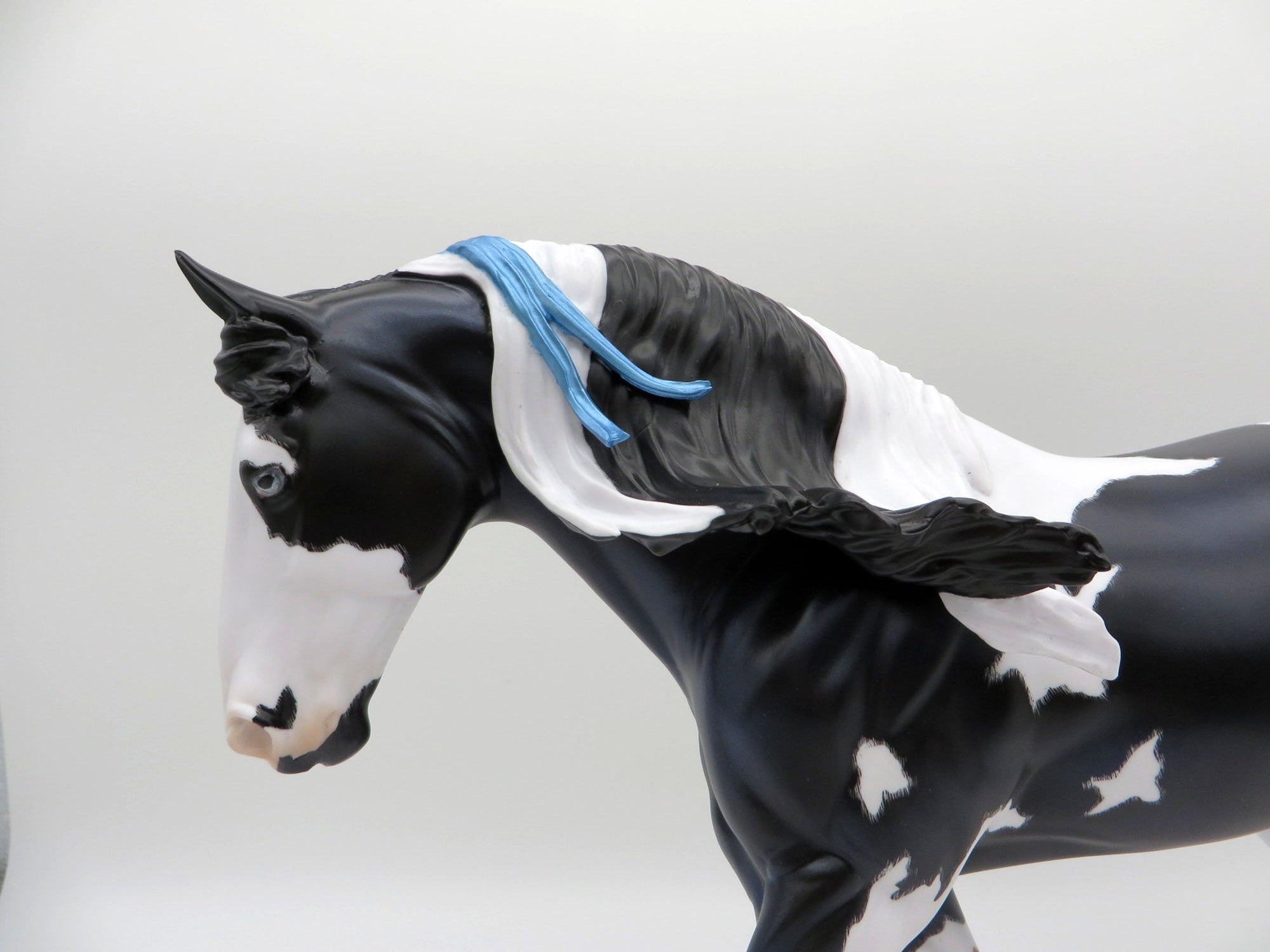 Big Blue LE-20 Etched Black and White Pinto Irish Draft Painted by Julie Keim EQ 2021