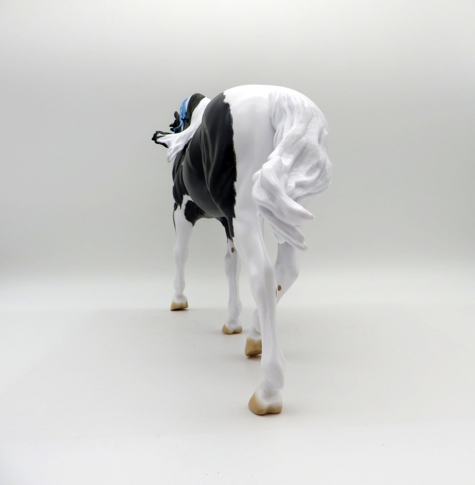 Big Blue LE-20 Etched Black and White Pinto Irish Draft Painted by Julie Keim EQ 2021