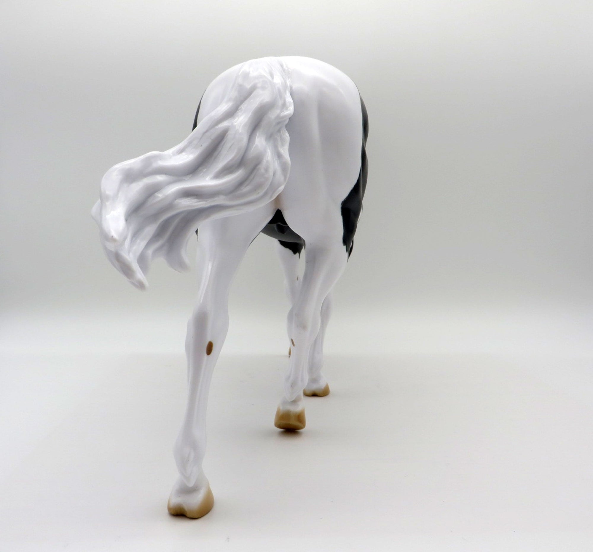 Big Blue LE-20 Etched Black and White Pinto Irish Draft Painted by Julie Keim EQ 2021