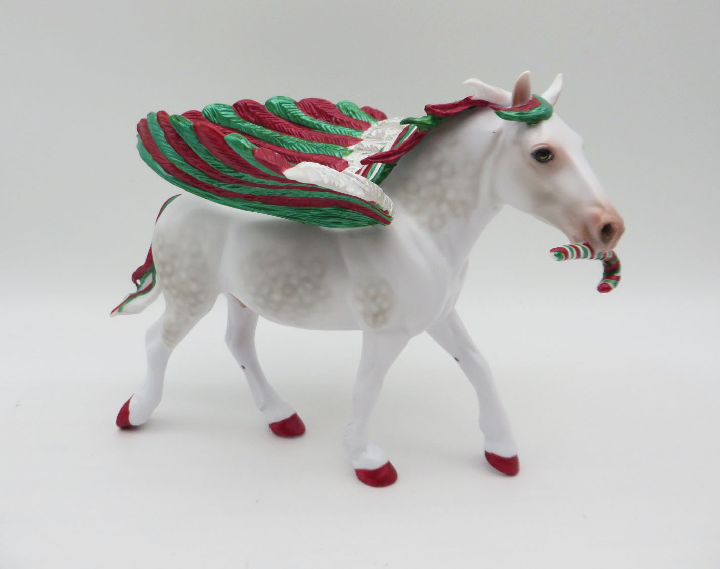 Candy Cane Wishes - Best Offer - OOAK - Custom Dapple Grey Pebble Draft With Wings & Candy CaneBy Dawn Quick - Christmas Tails 2022 - CT22