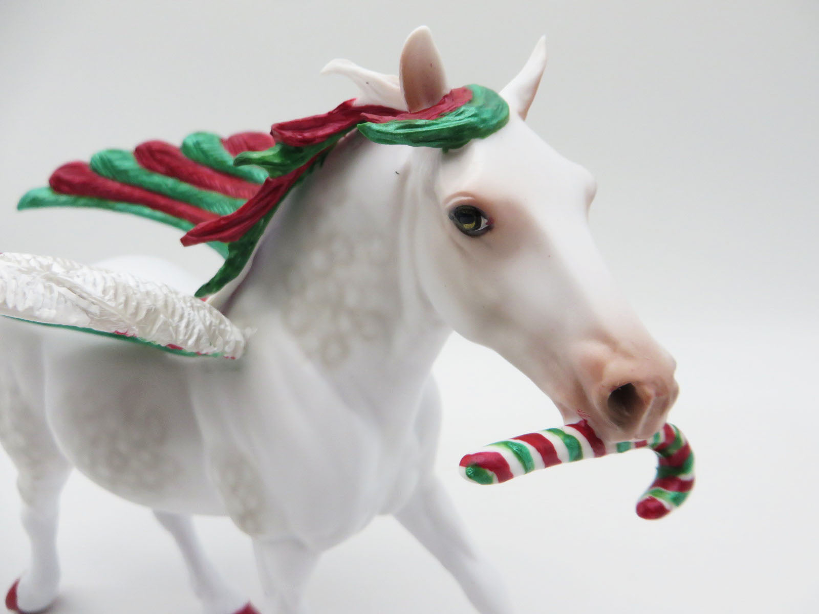 Candy Cane Wishes - Best Offer - OOAK - Custom Dapple Grey Pebble Draft With Wings & Candy CaneBy Dawn Quick - Christmas Tails 2022 - CT22