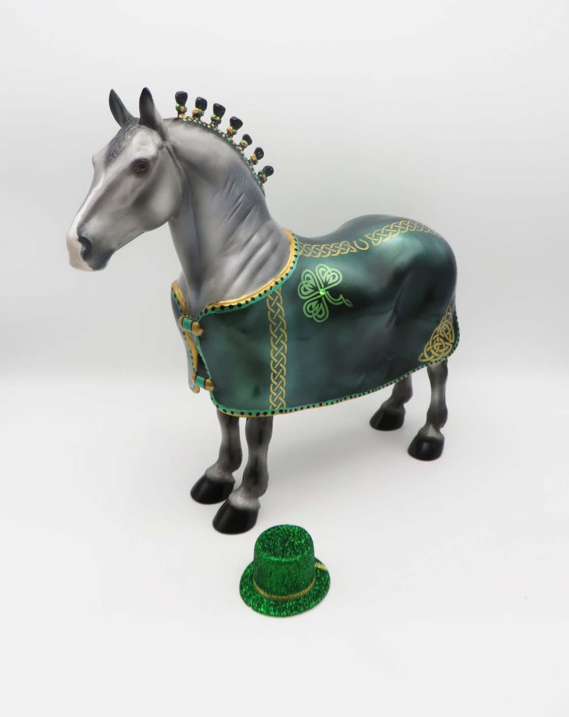 Conor - OOAK - Customized St Patrick's Day Blanketed Grey Standing Drafter - By Dawn Quick 3/17/23