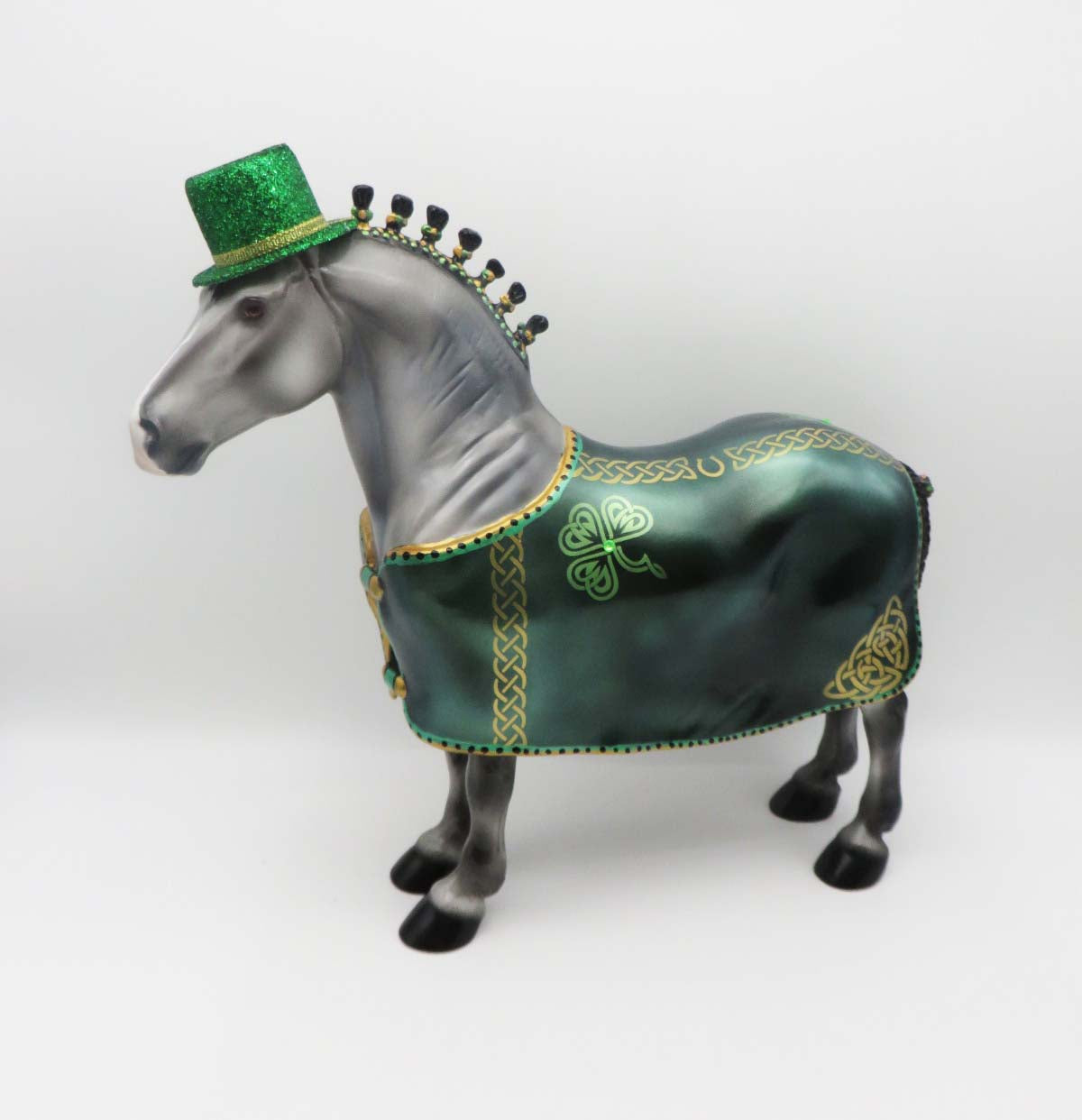 Conor - OOAK - Customized St Patrick's Day Blanketed Grey Standing Drafter - By Dawn Quick 3/17/23