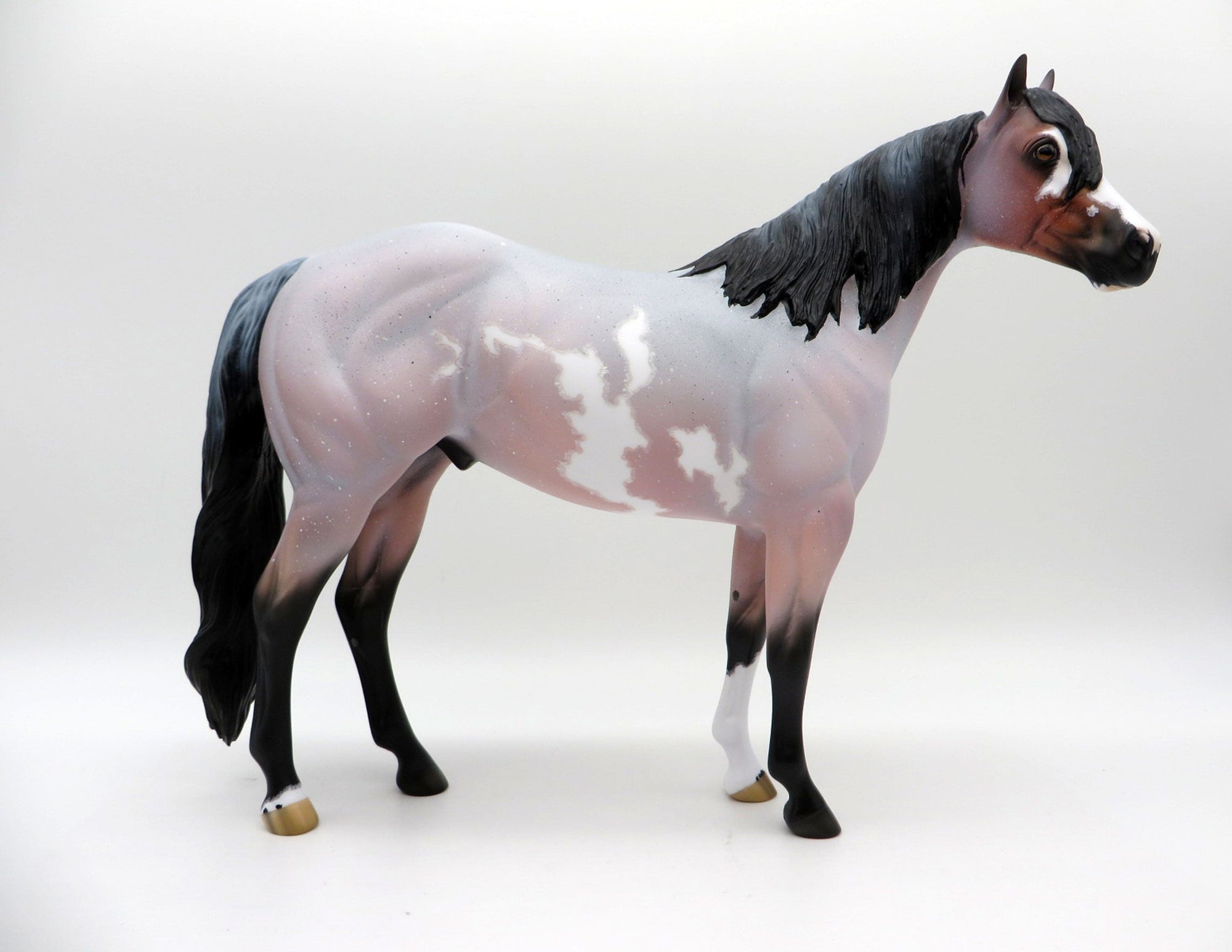 Diamonds and Rust-OOAK Bay Roan Pinto ISH Painted by Ellen EQ 21