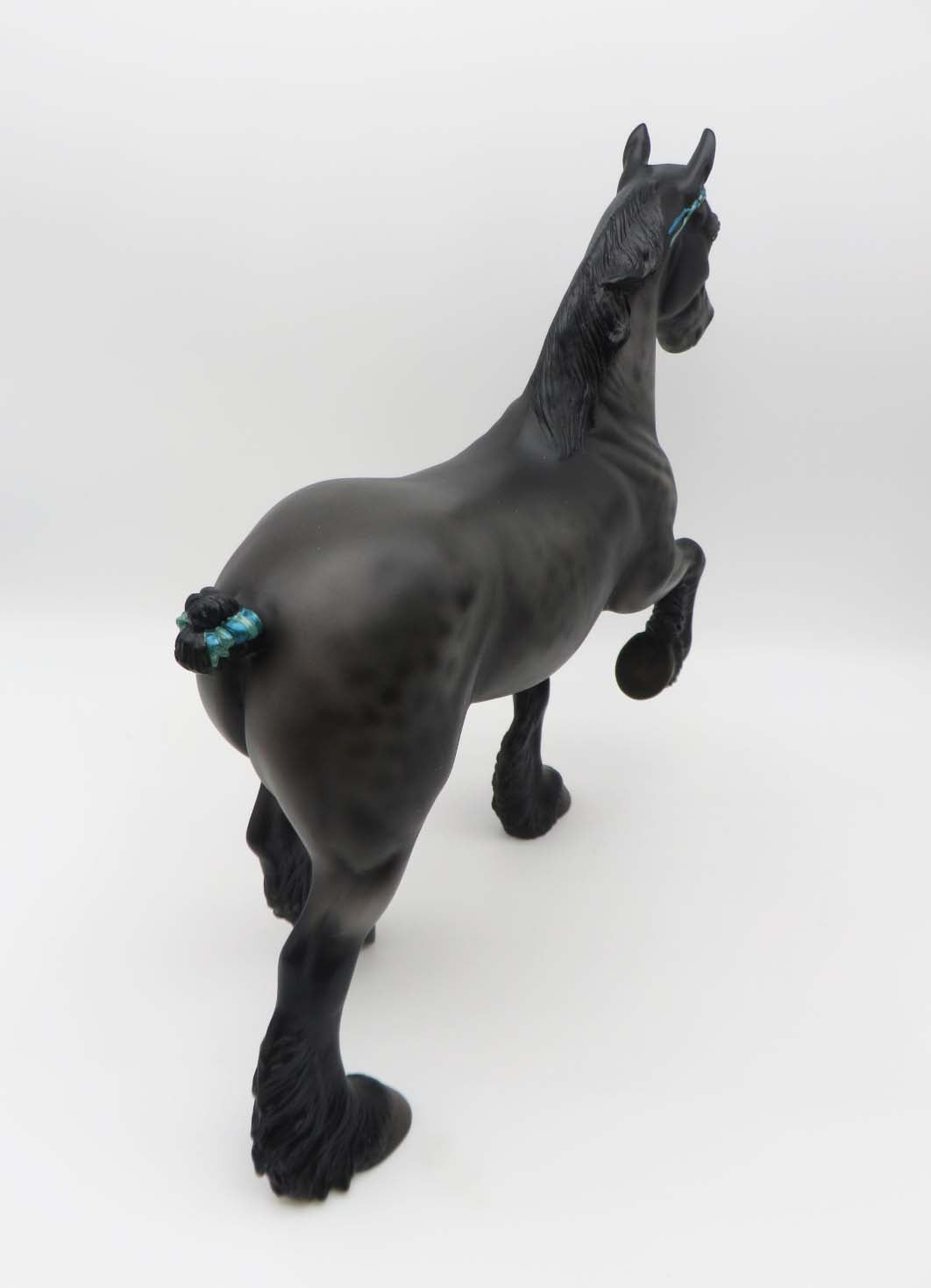 Godfrey - OOAK - Reverse Dappled Black Custom Mane Bobbed Tail Trotting Drafter By Angela Marleau - SHCF23