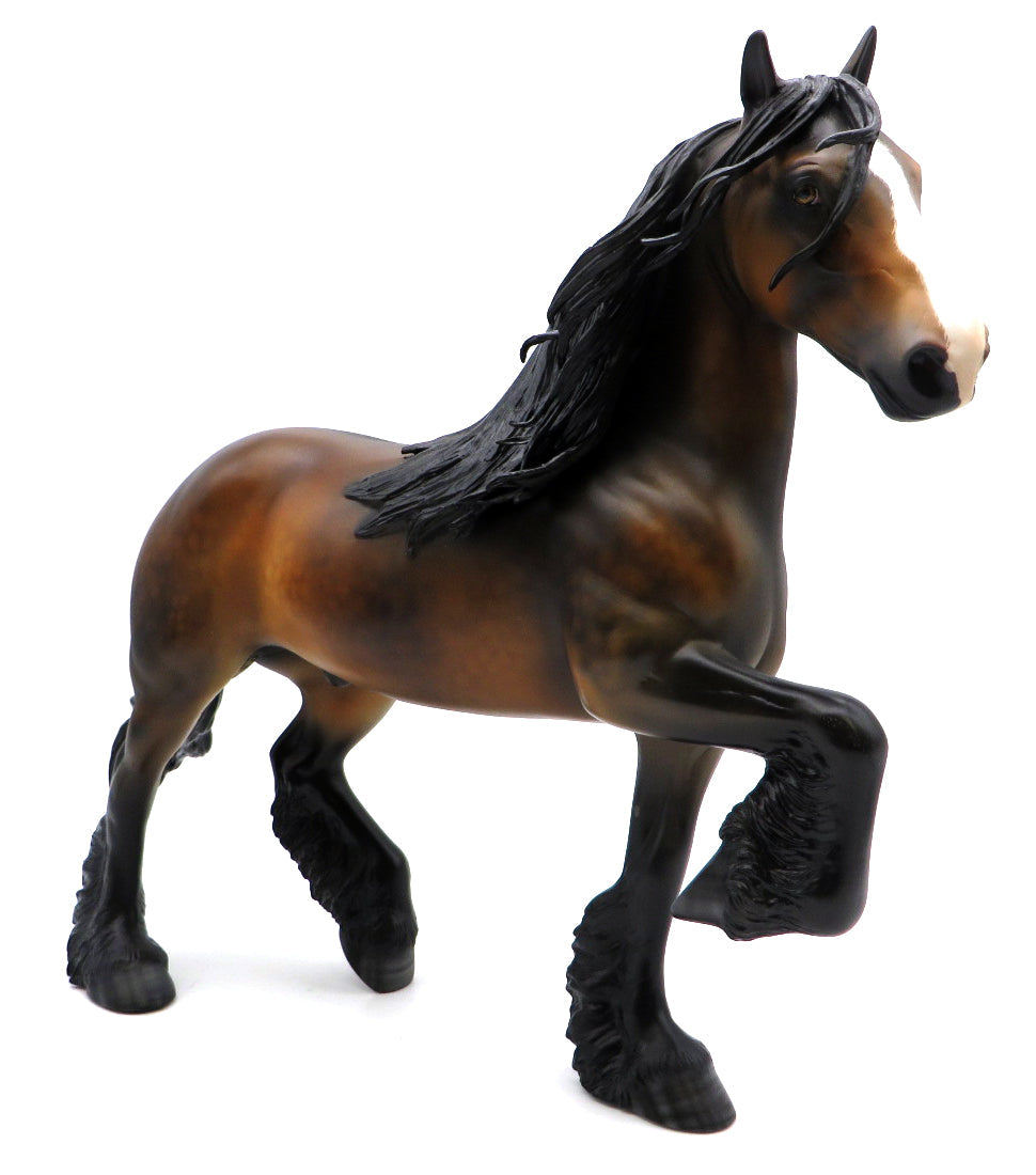 Donatello-OOAK Dapple Dapple Bay Trotting Drafter Painted by Dawn Quick 1/10/21