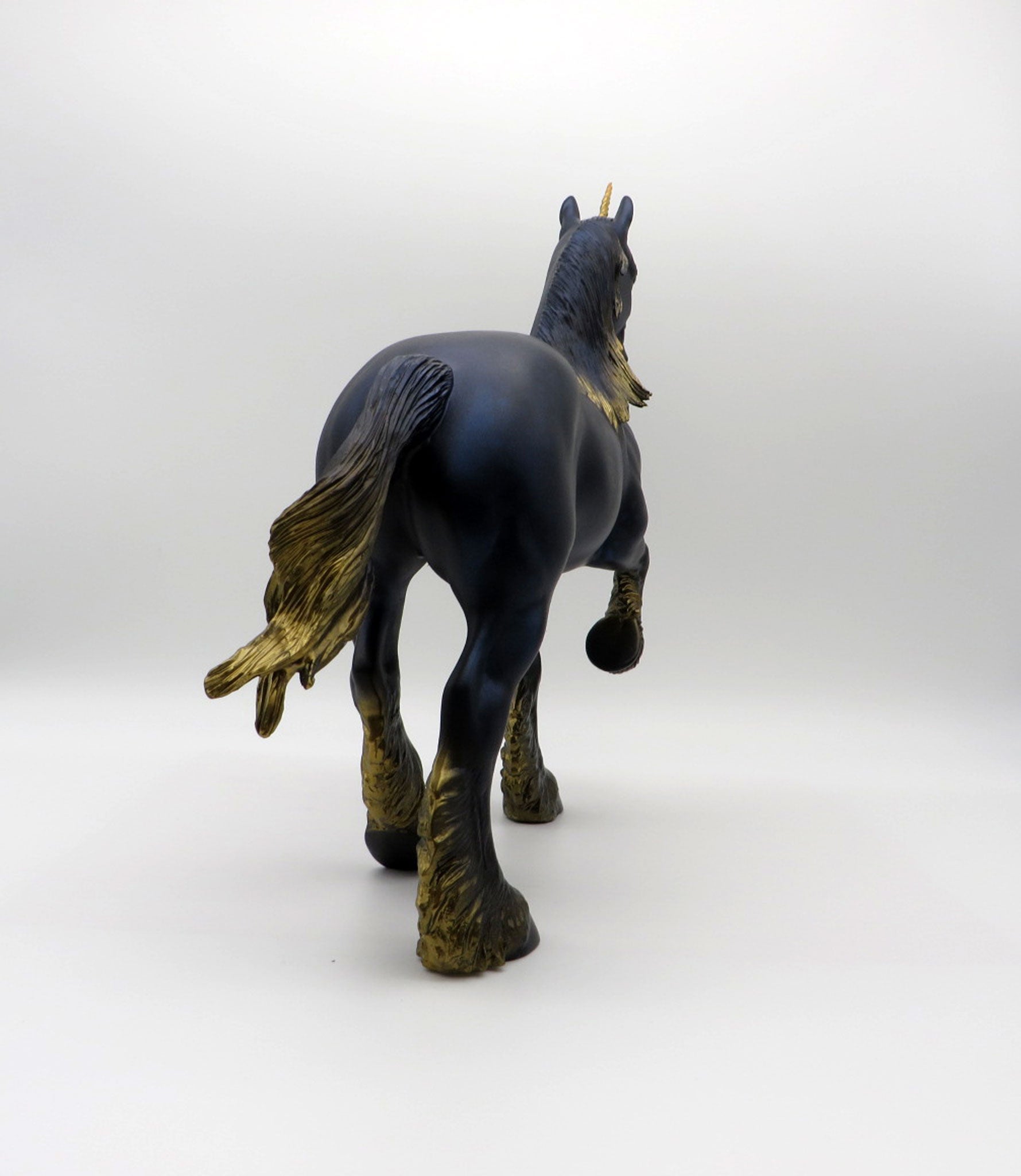 MIDNIGHT SHIMMER-OOAK TROTTING DRAFTER Unicorn Painted by Audrey Dixon