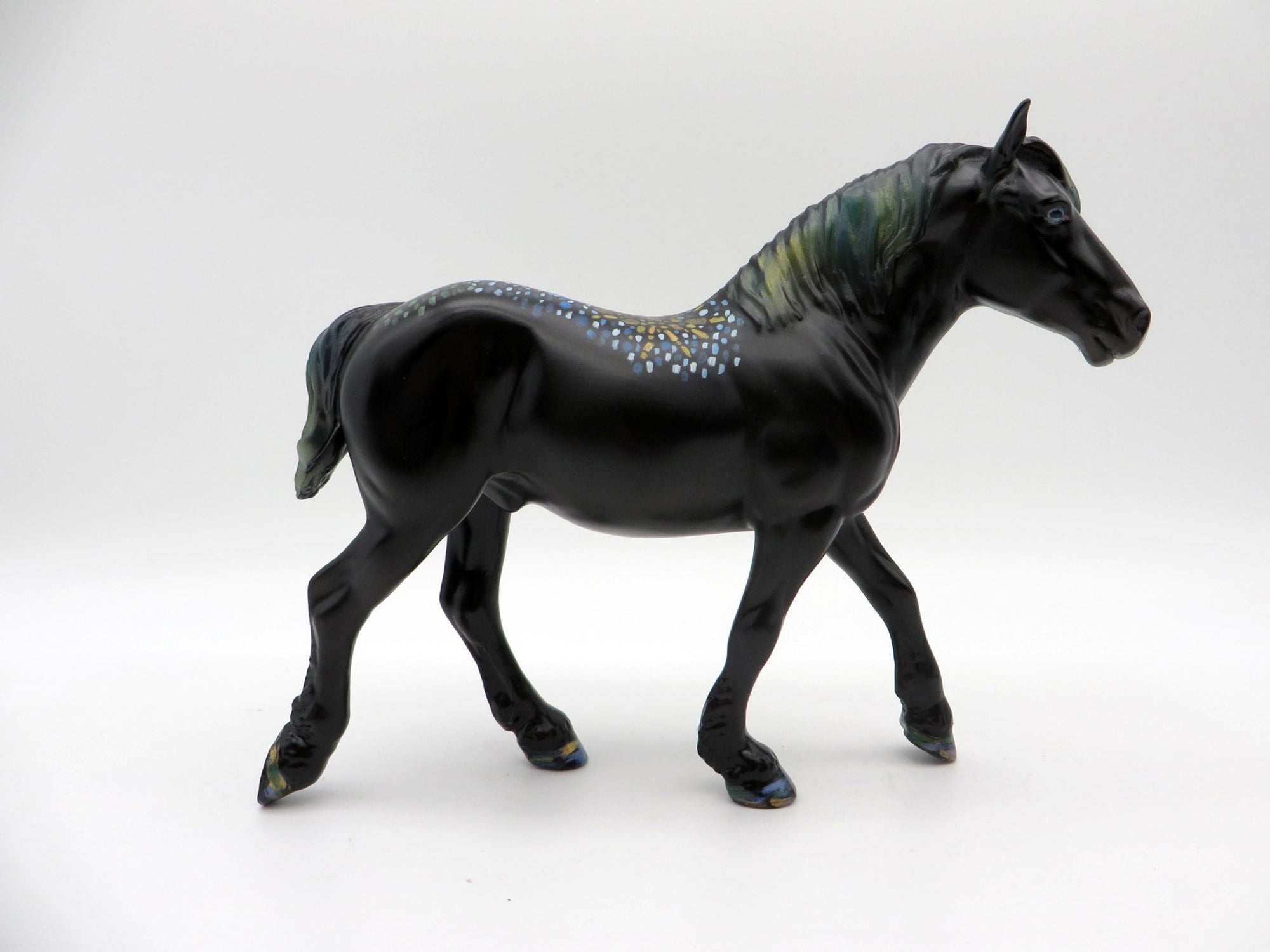 Mosaic-OOAK Pebbles Trotting Draft Deco Painted By Jas Fanning EQ 21