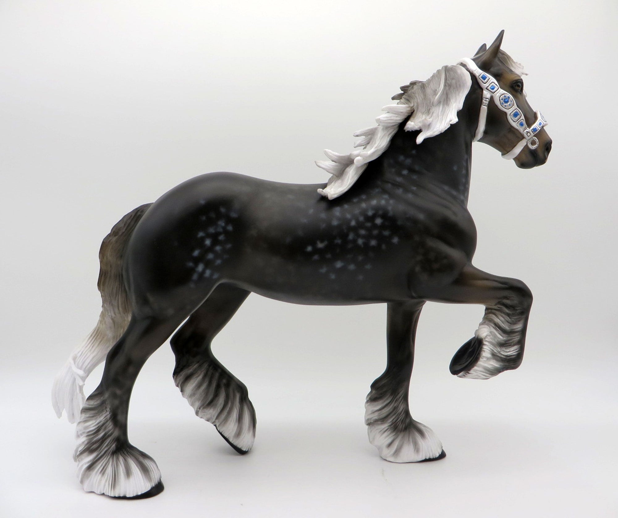 Muybridge-OOAK Dapple Grey Trotting Drafter Painted by Audrey Dixon EQ 21