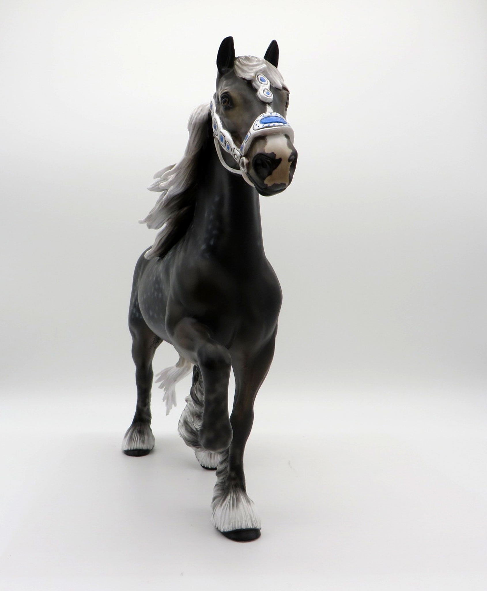 Muybridge-OOAK Dapple Grey Trotting Drafter Painted by Audrey Dixon EQ 21