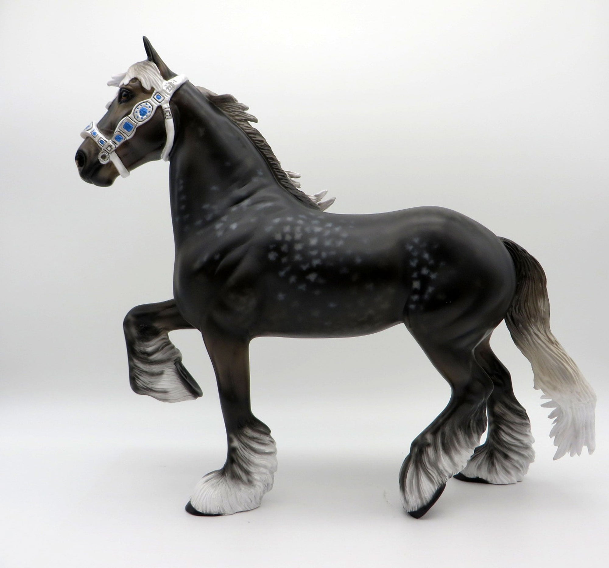 Muybridge-OOAK Dapple Grey Trotting Drafter Painted by Audrey Dixon EQ 21