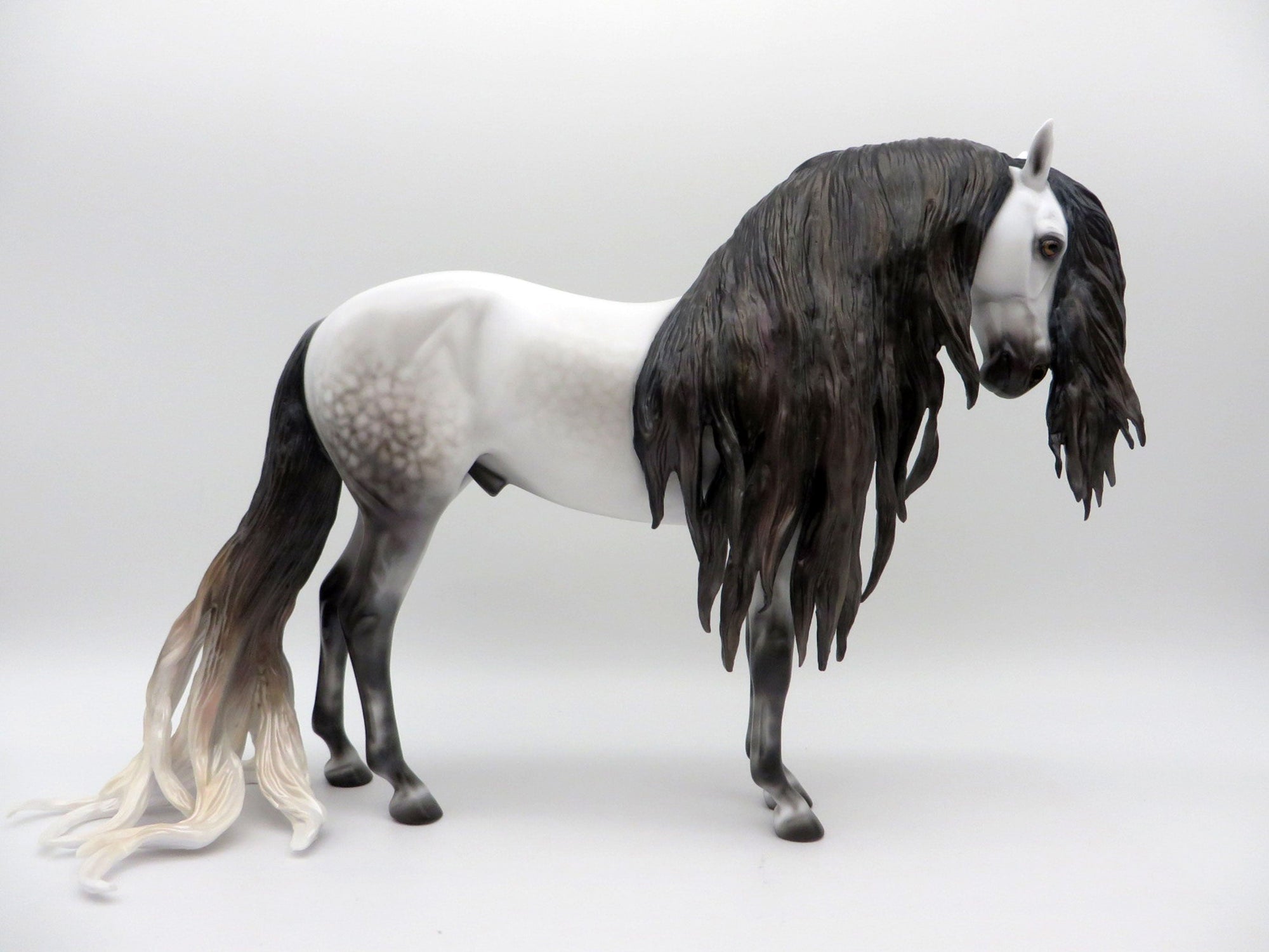 Noble Steed-OOAK Dapple Grey Andalusian Painted by Carrie Keller EQ 21