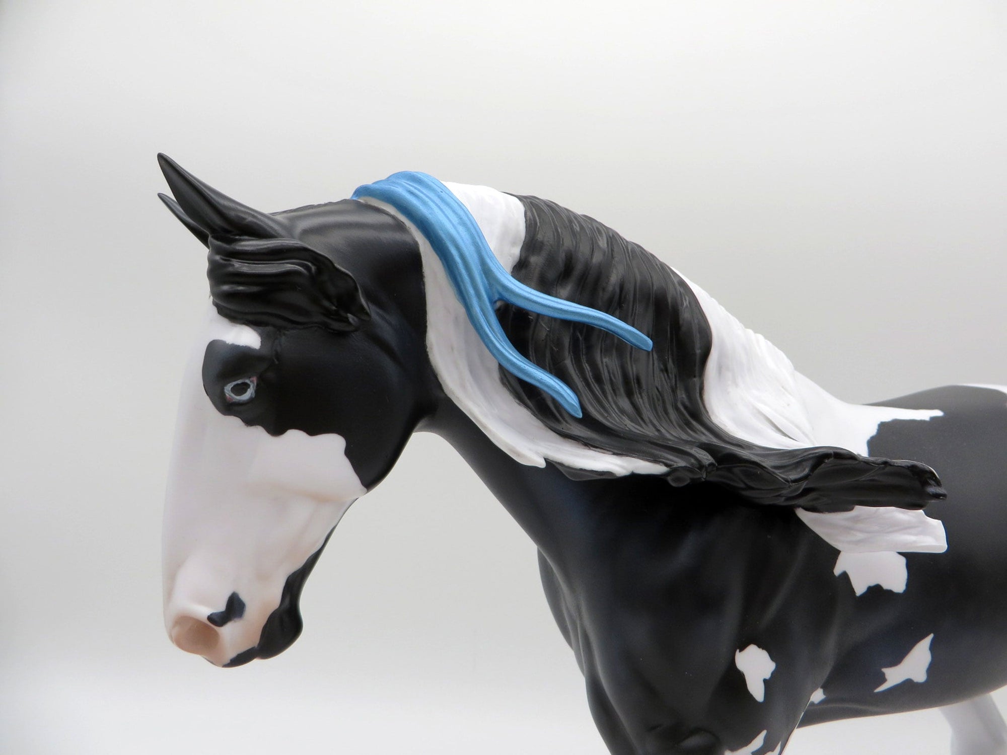 Big Blue LE-20 NO ETCHING Black and White Pinto Irish Draft Painted by Julie Keim EQ 2021