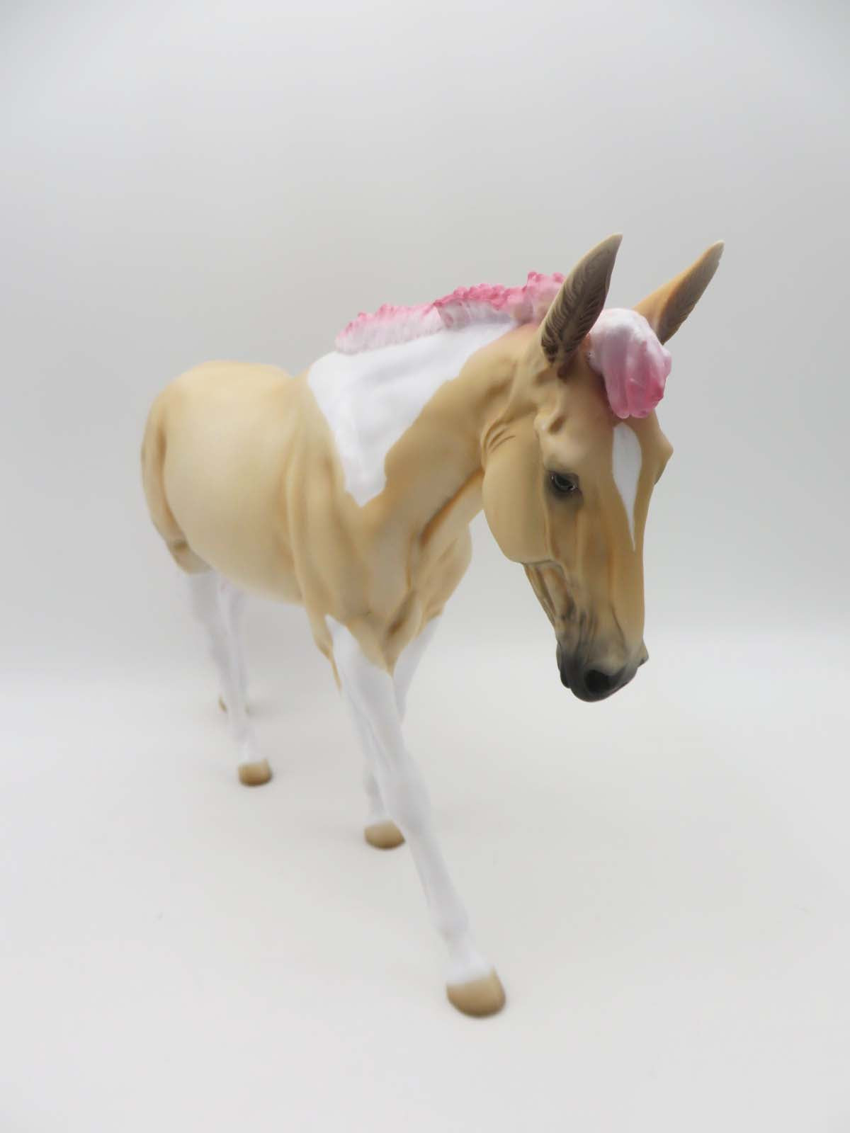 SAMPLE of Teeter - Palomino Paint Mule with Dyed Pink Mane and Tail By Angela Marleau