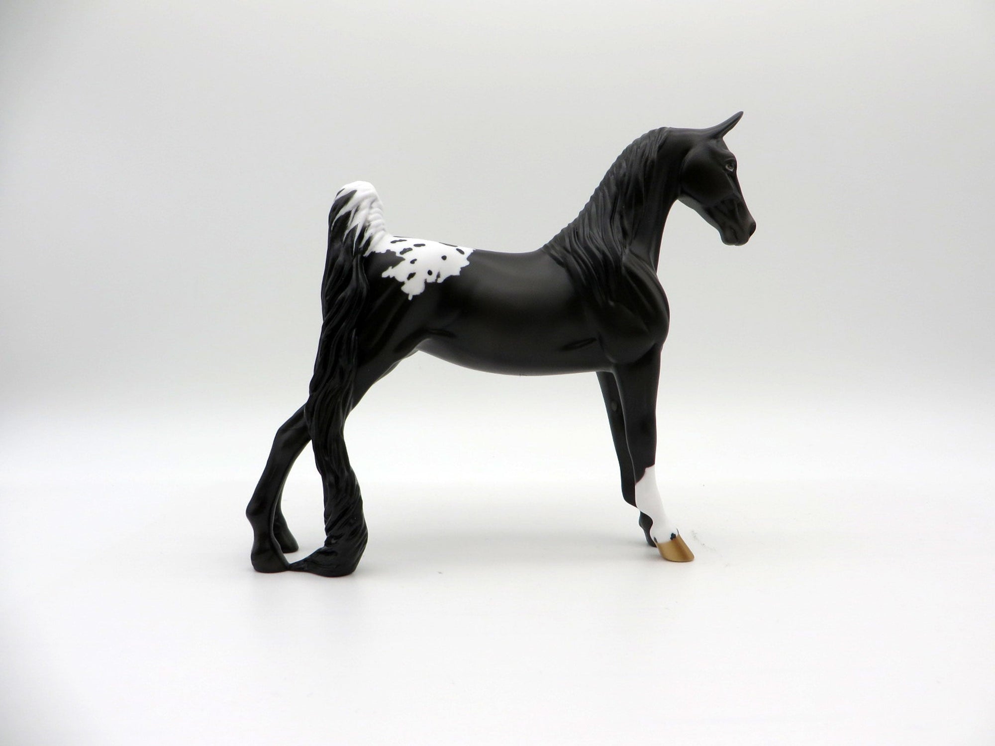 Yeats-OOAK Black Appaloosa Saddlebred Pebbles Painted By Ellen Robbins EQ21