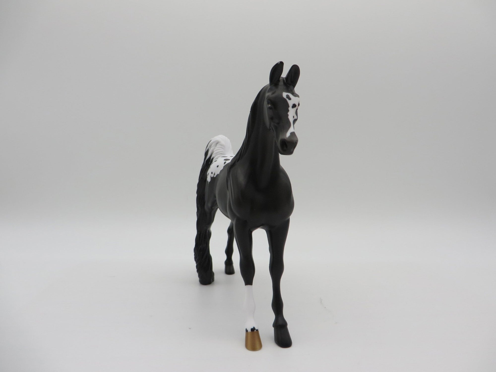 Yeats-OOAK Black Appaloosa Saddlebred Pebbles Painted By Ellen Robbins EQ21