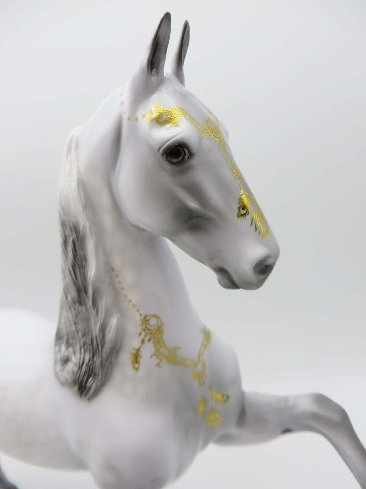 Your Highness OOAK Dappled Grey Glossy Deco Realistic Saddlebred By Dawn Quick EQ23