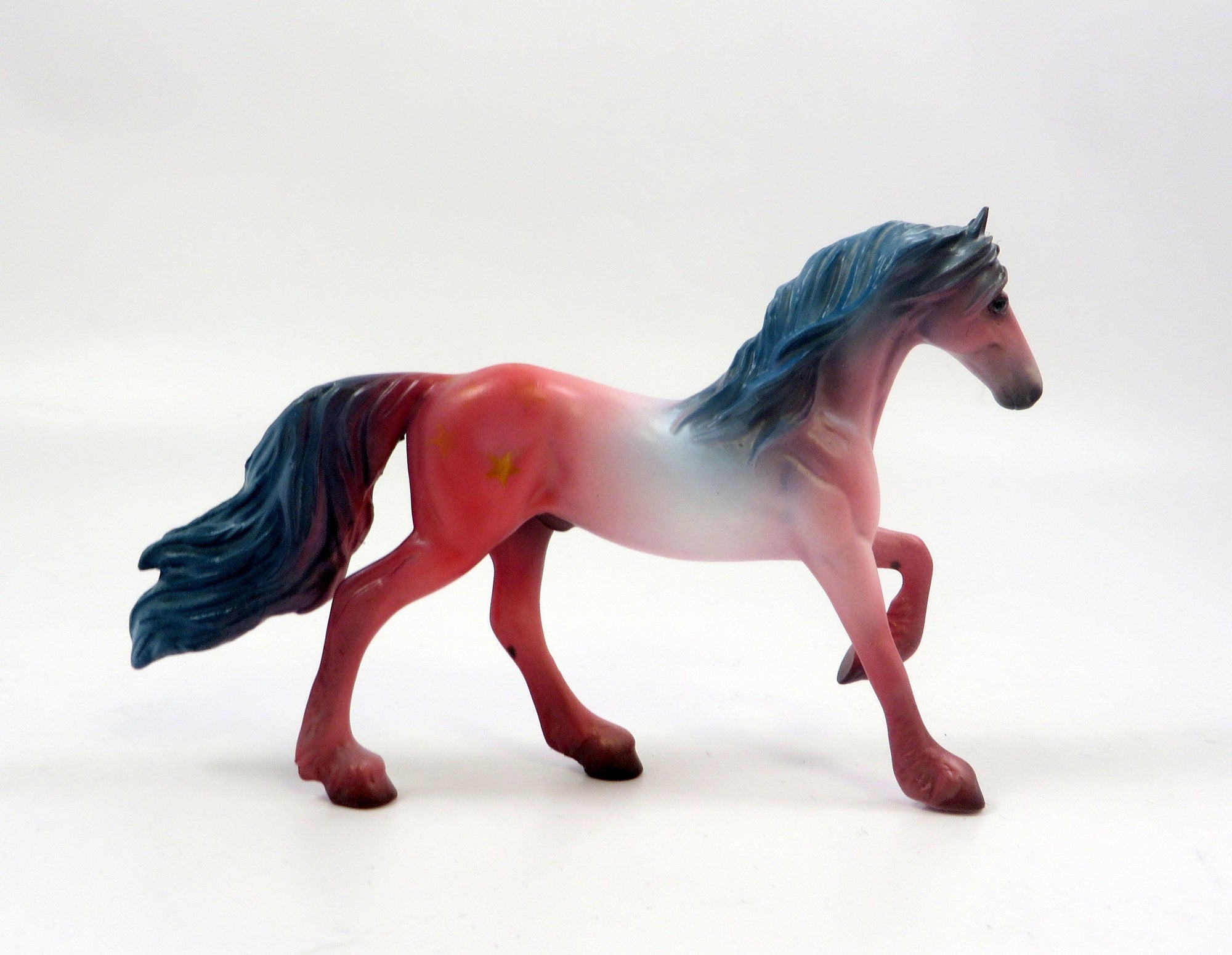 BRAVE-OOAK " 4TH OF JULY" DECORATOR FRIESIAN CHIP MODEL HORSE 5-31-19