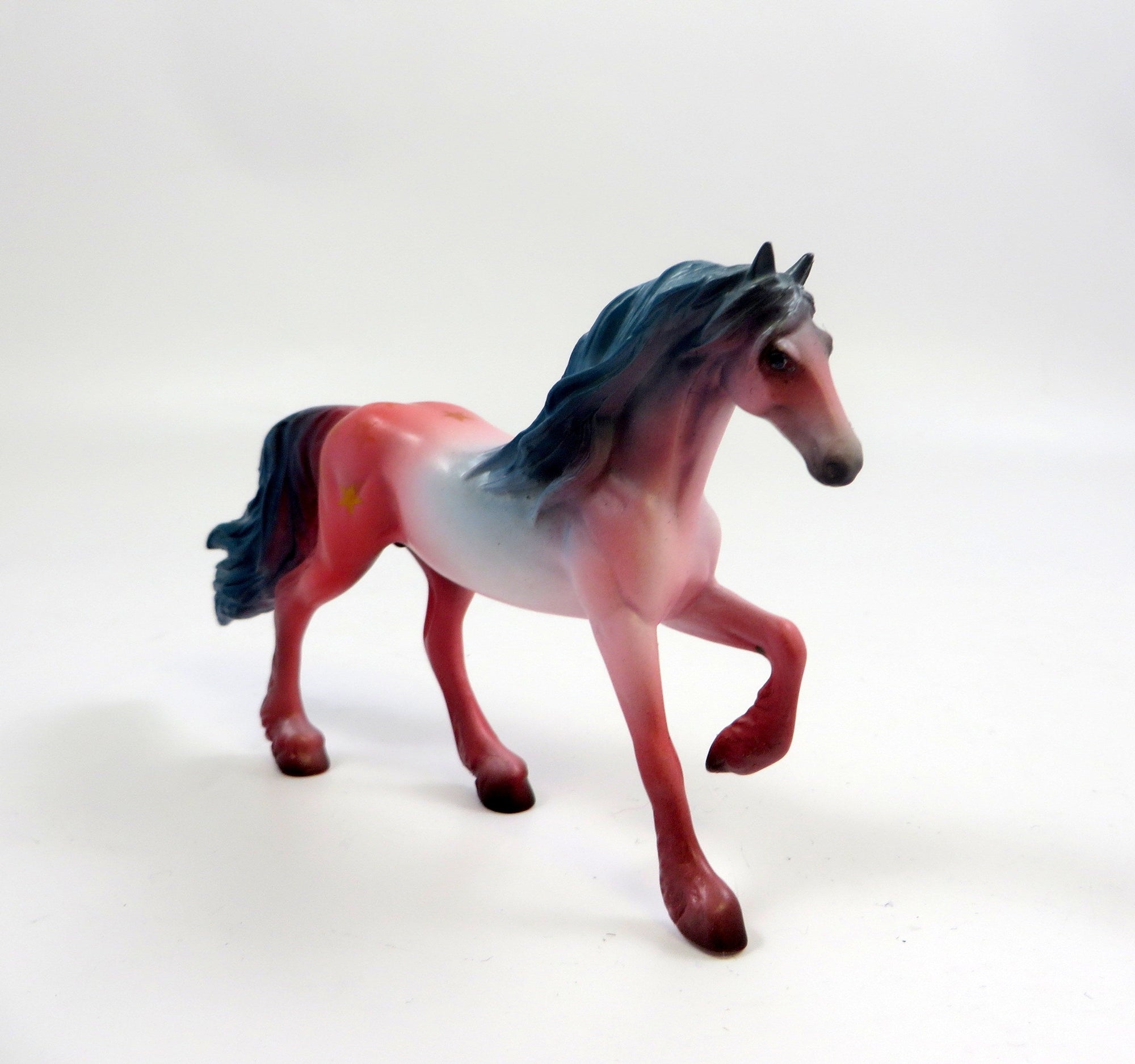 BRAVE-OOAK " 4TH OF JULY" DECORATOR FRIESIAN CHIP MODEL HORSE 5-31-19