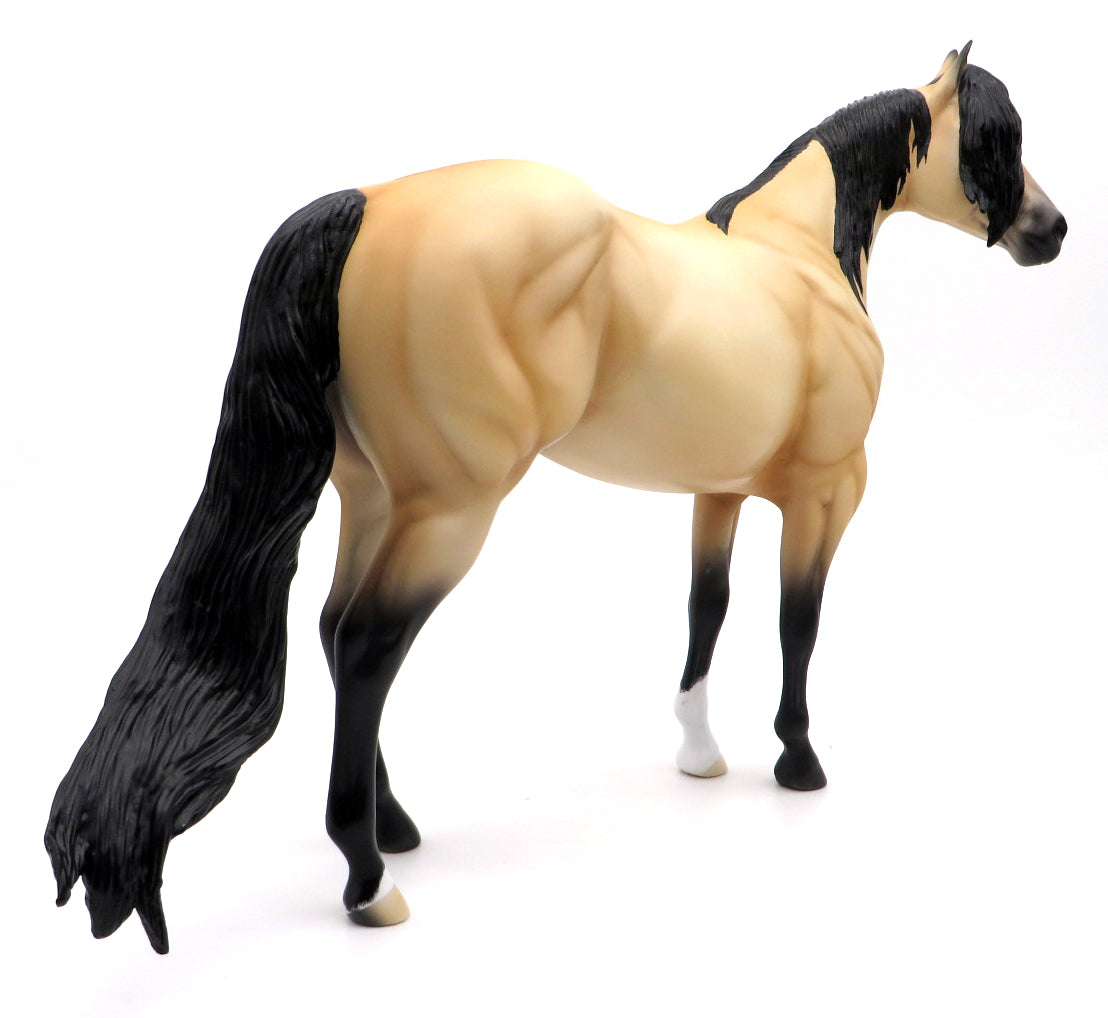 By the Fireside-OOAK Buckskin ISH painted by Ellen 12/2/21