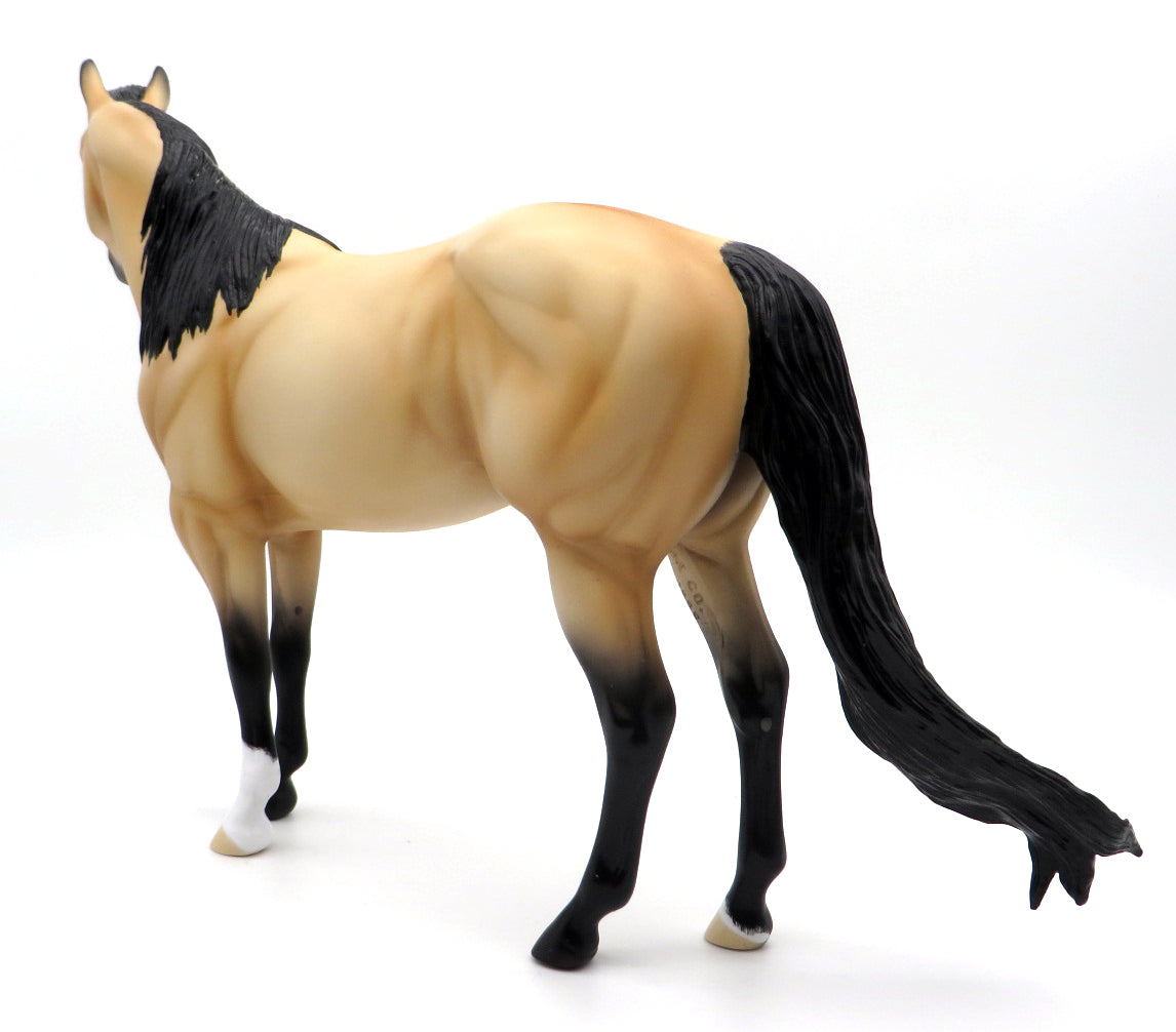 By the Fireside-OOAK Buckskin ISH painted by Ellen 12/2/21