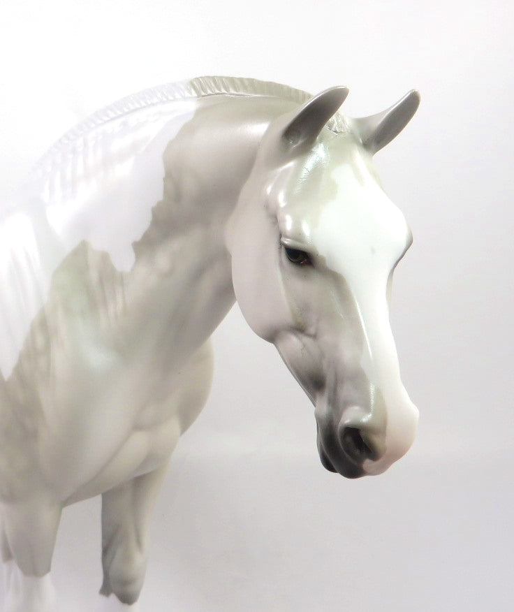 CHICK FLICKS-OOAK DAPPLE GREY PINTO MODEL HORSE PJ 2020